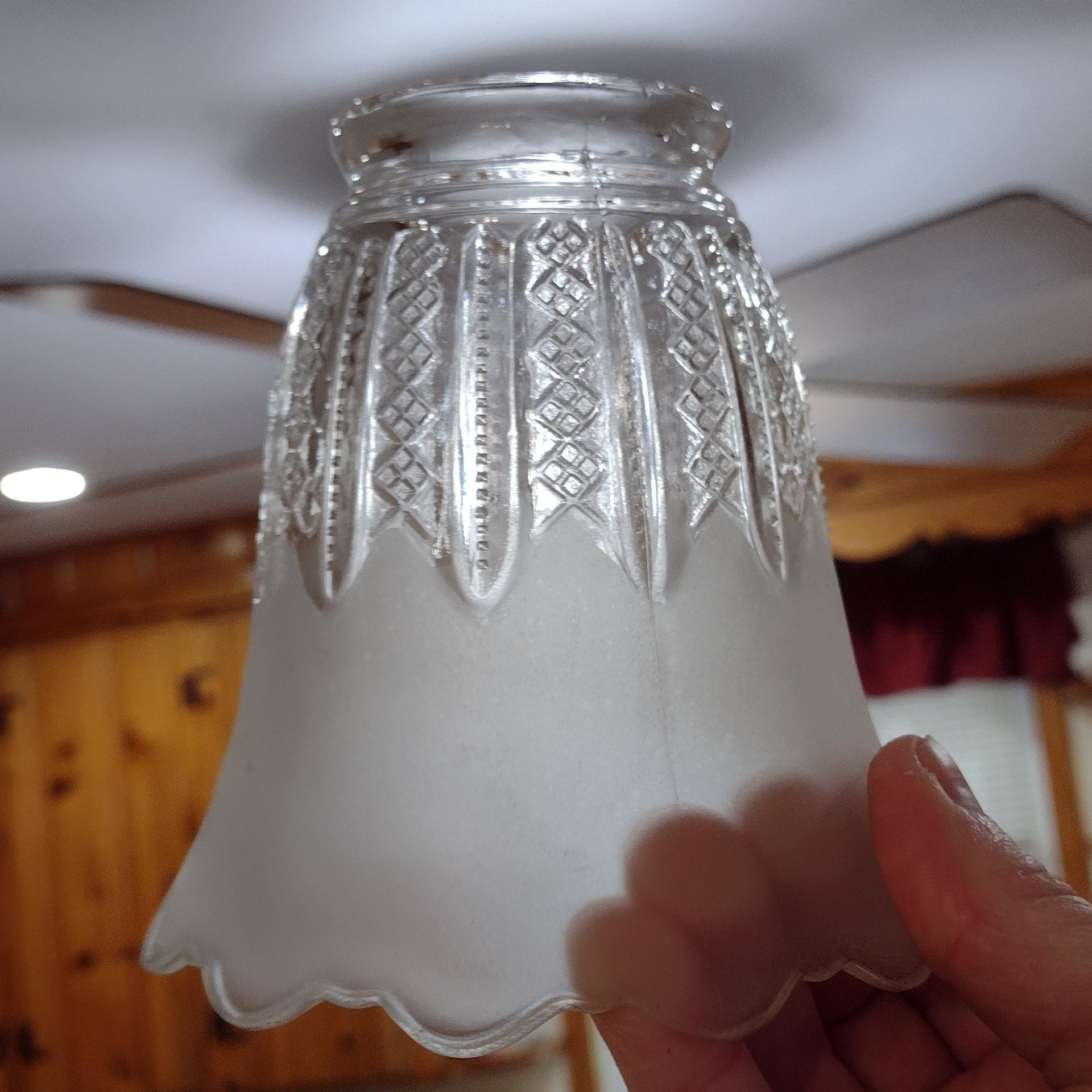 Vintage Art Deco Style Frosted Glass Lamp Shade, Replacement Pendant Lamp Shade