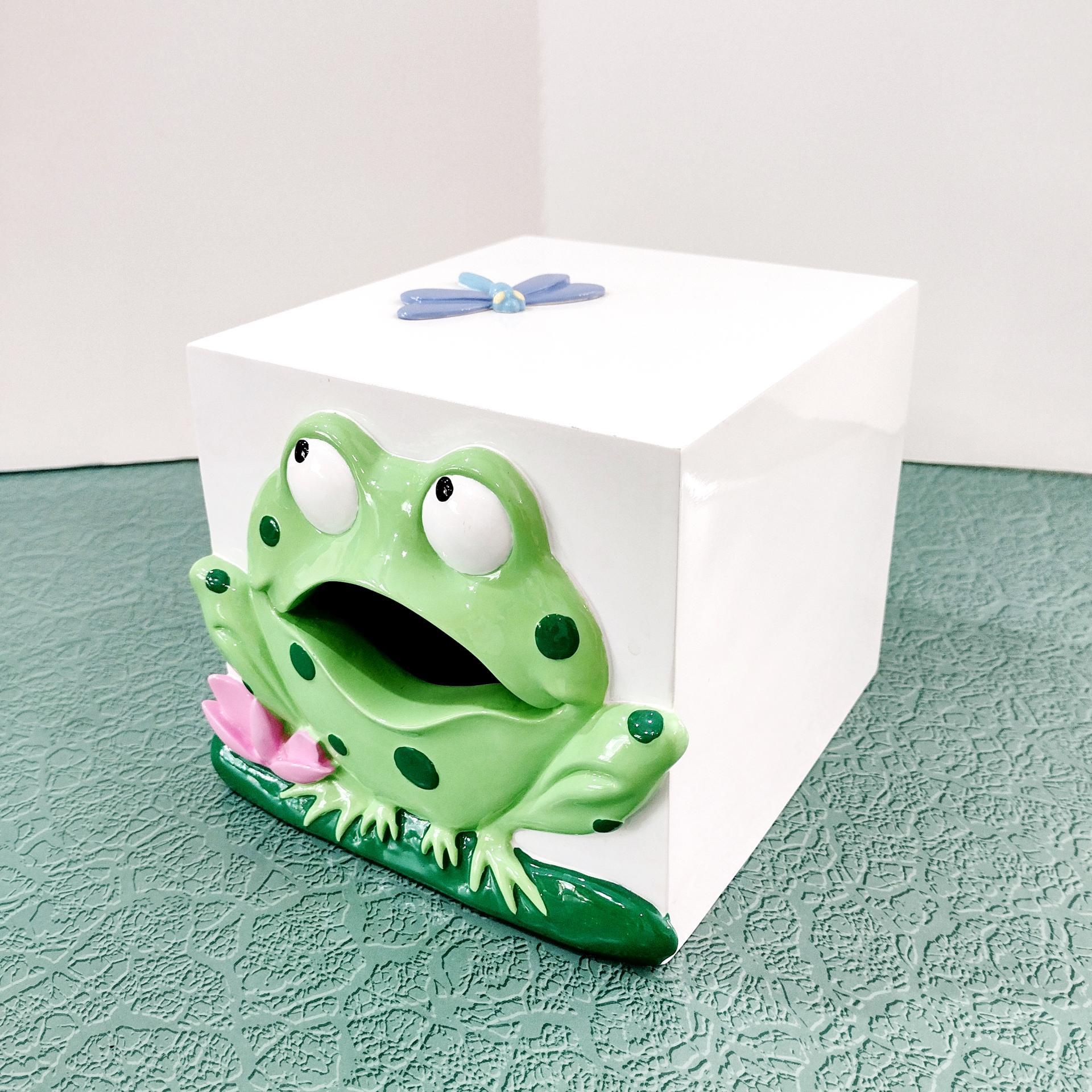 Vintage Green Frog Tissue Box Holder Dispenser, Spring Kleenex Box Cover