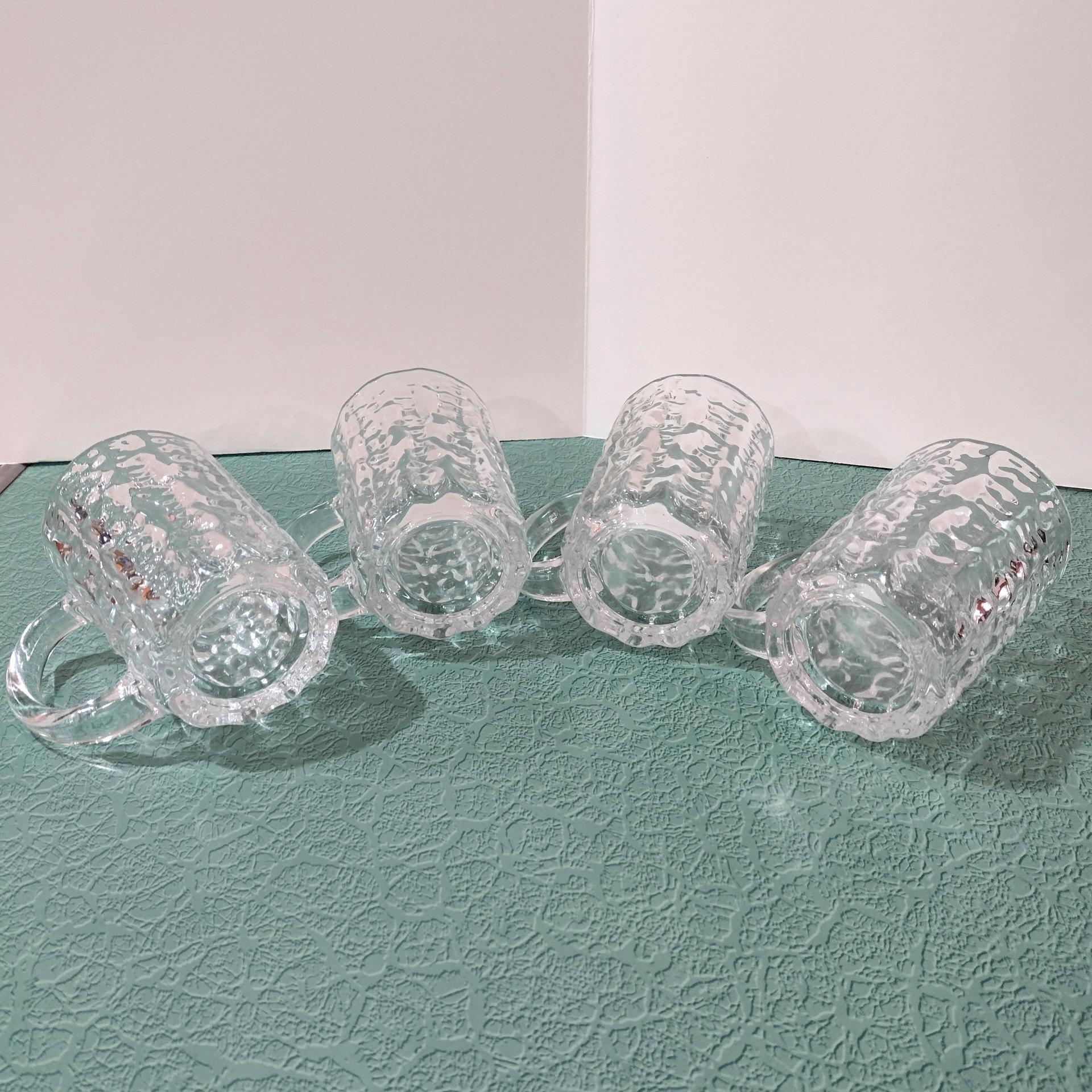 Vintage Mikasa Frostfire Clear Glass Beer Mugs, Set of Four