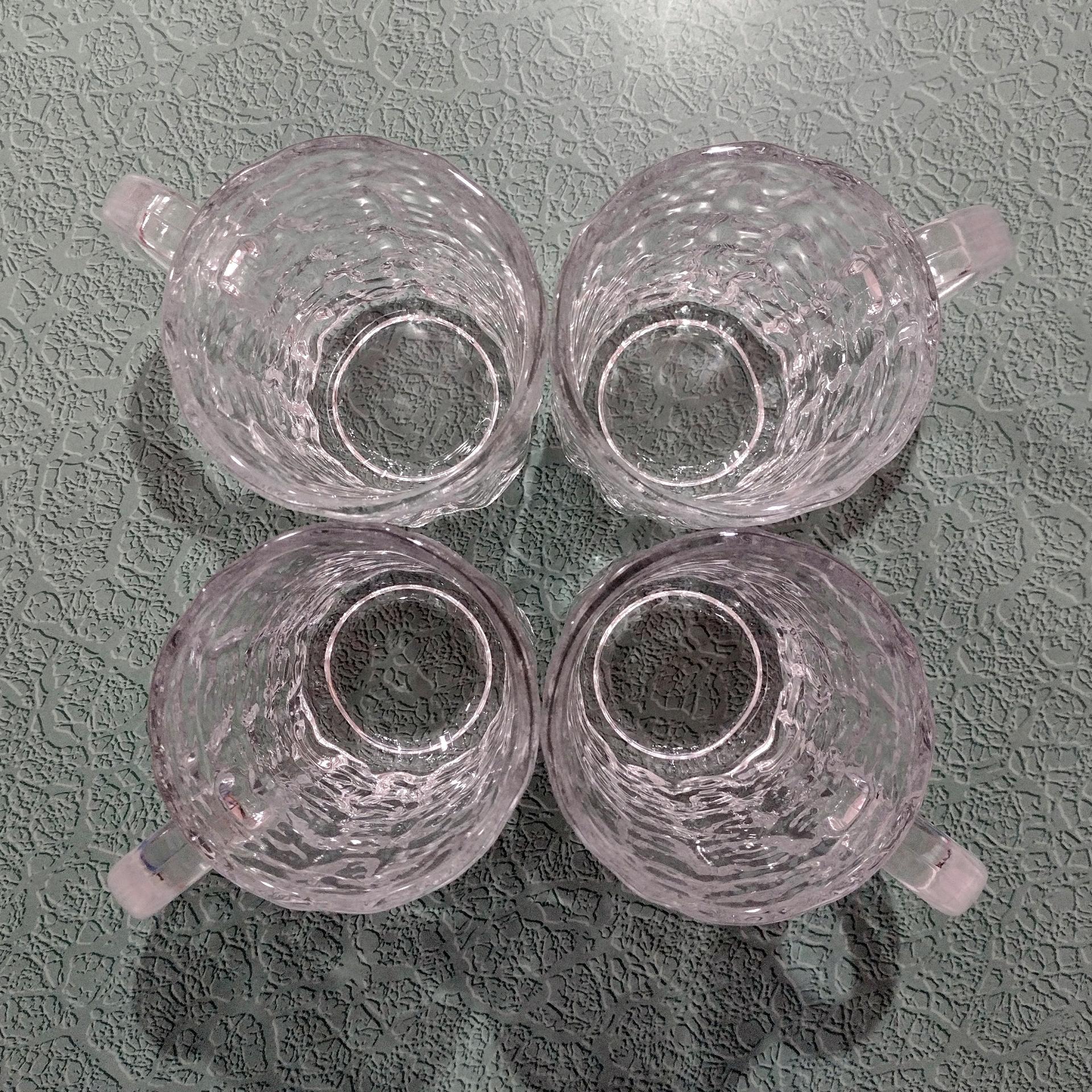 Vintage Mikasa Frostfire Clear Glass Beer Mugs, Set of Four