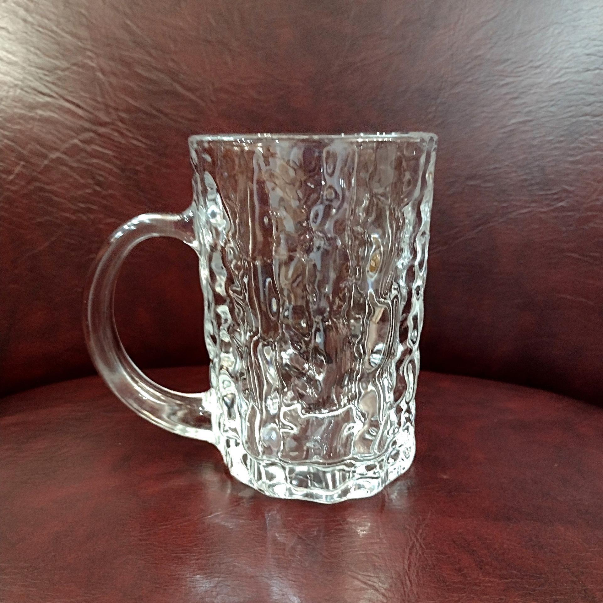 Vintage Mikasa Frostfire Clear Glass Beer Mugs, Set of Four