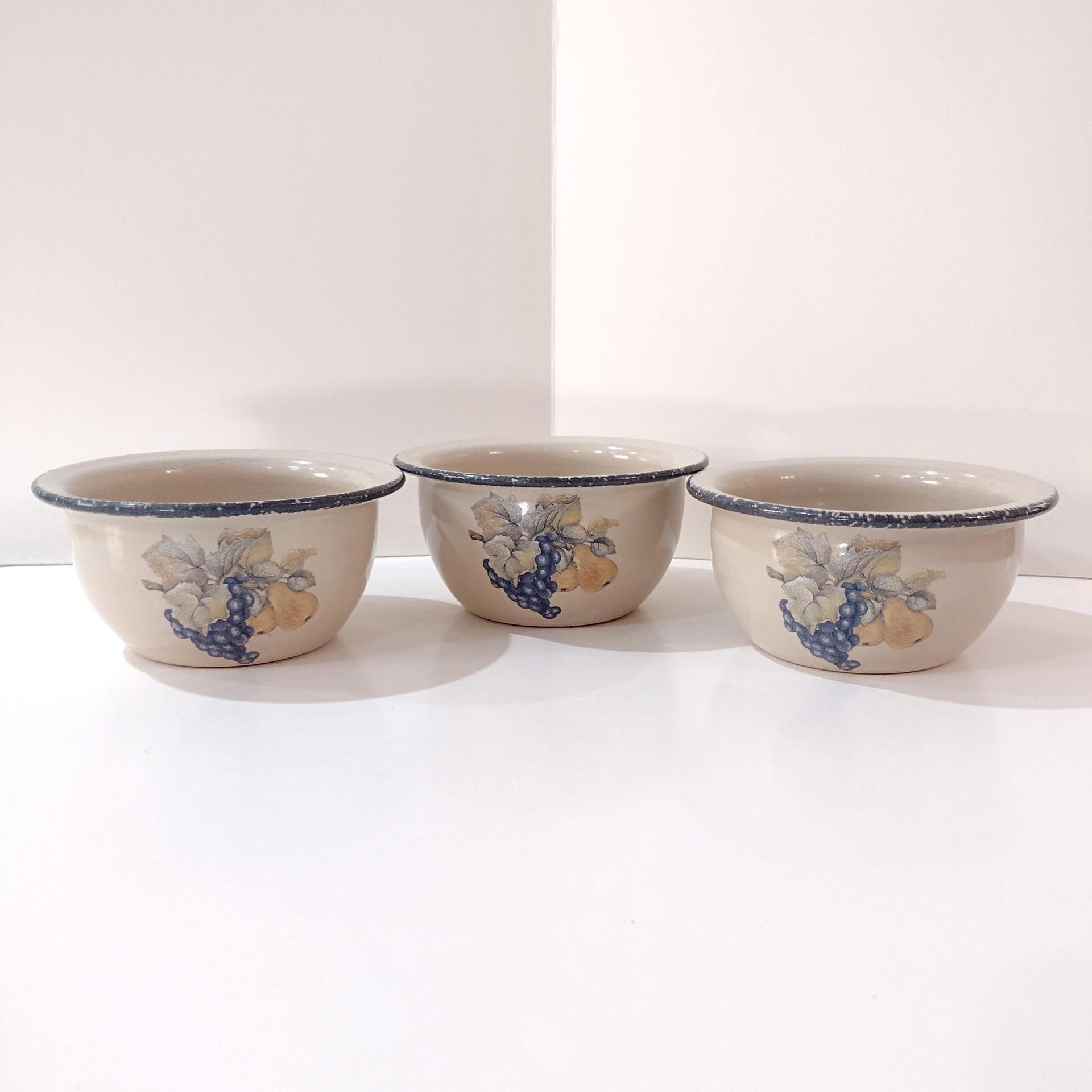 Vintage Home and Garden Party LTD Fruit Ceramic Cereal Soup Bowls, Set of 3, All Purpose Bowls, Planter Pots