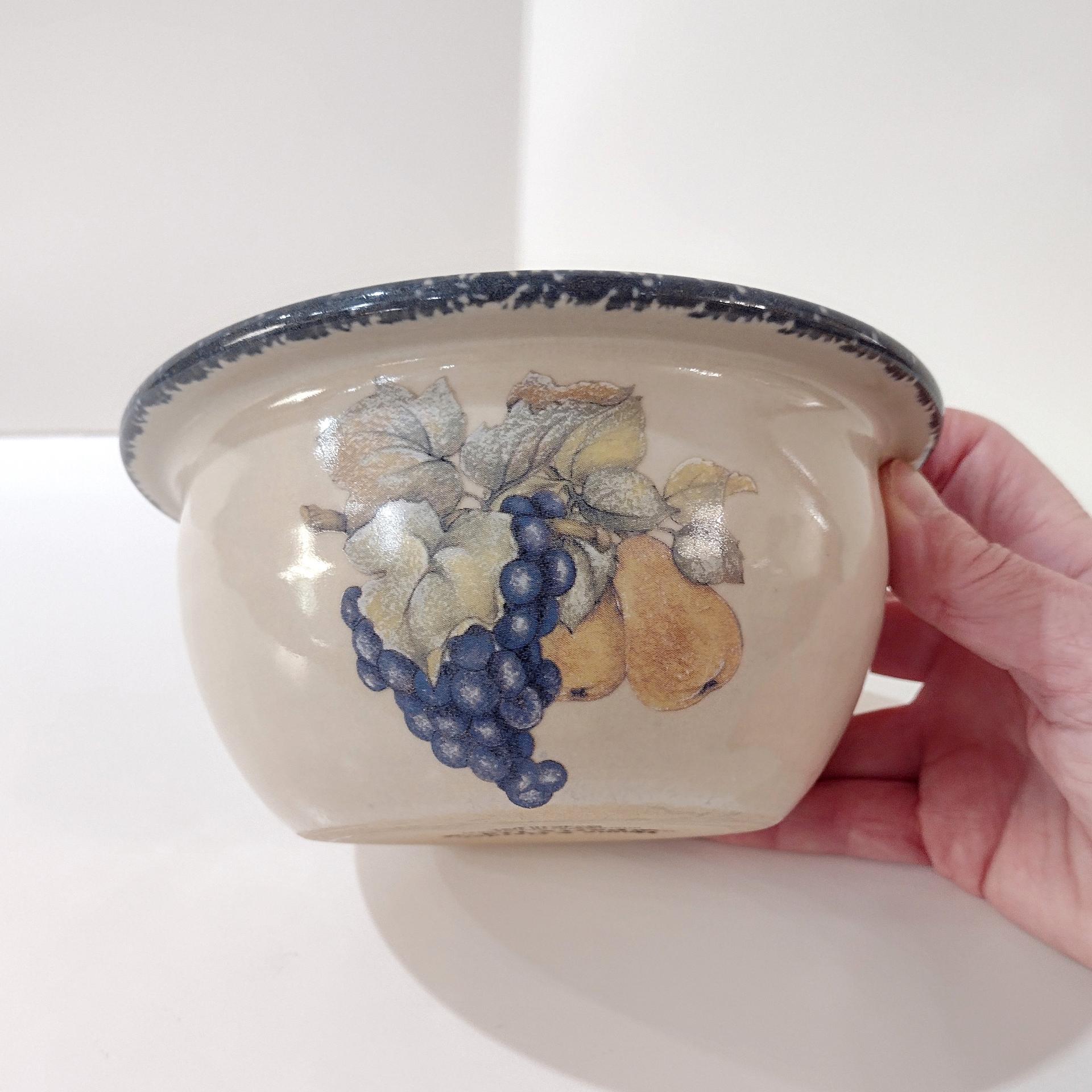 Vintage Home and Garden Party LTD Fruit Ceramic Cereal Soup Bowls, Set of 3, All Purpose Bowls, Planter Pots