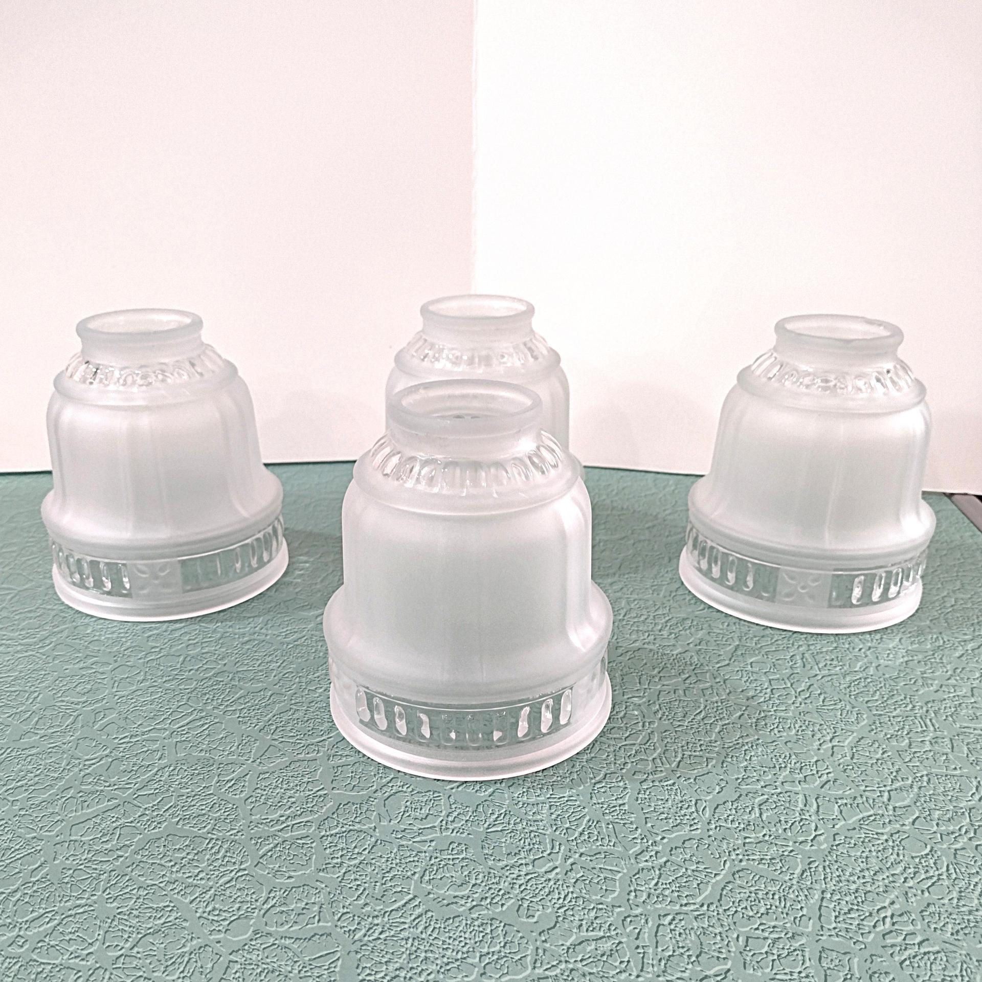 Vintage Art Deco Style Frosted and Clear Glass Lamp Shade, Replacement Bell Shaped Pendant Lamp Shade