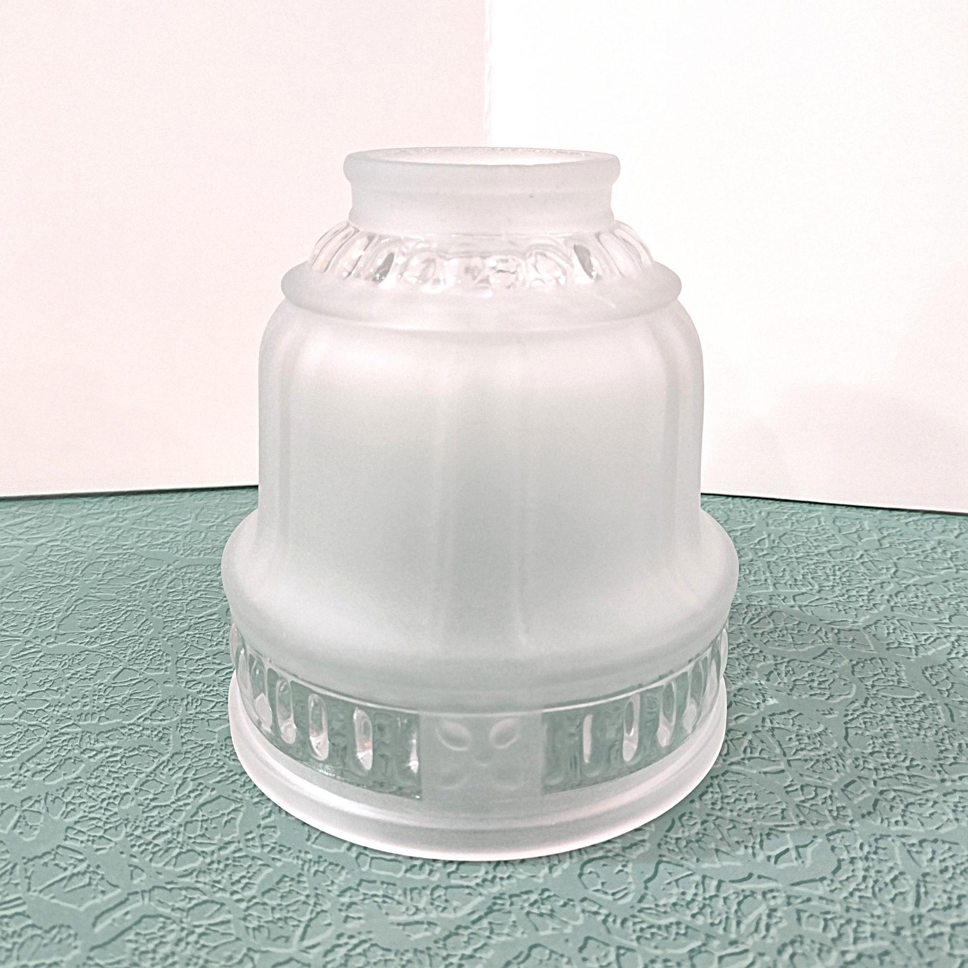 Vintage Art Deco Style Frosted and Clear Glass Lamp Shade, Replacement Bell Shaped Pendant Lamp Shade