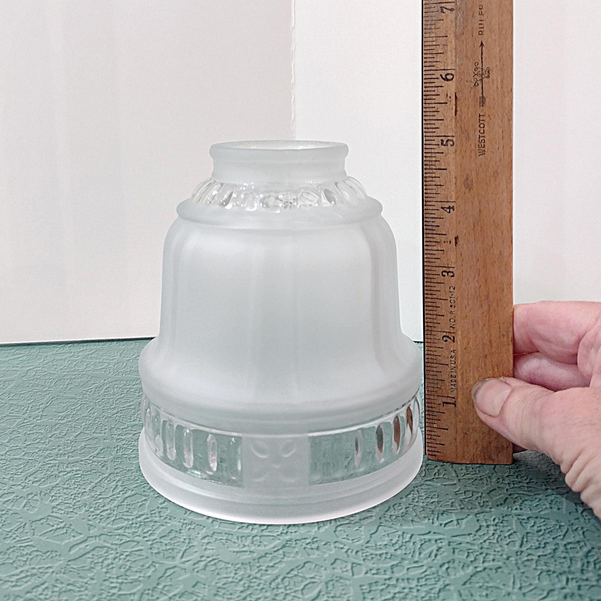 Vintage Art Deco Style Frosted and Clear Glass Lamp Shade, Replacement Bell Shaped Pendant Lamp Shade