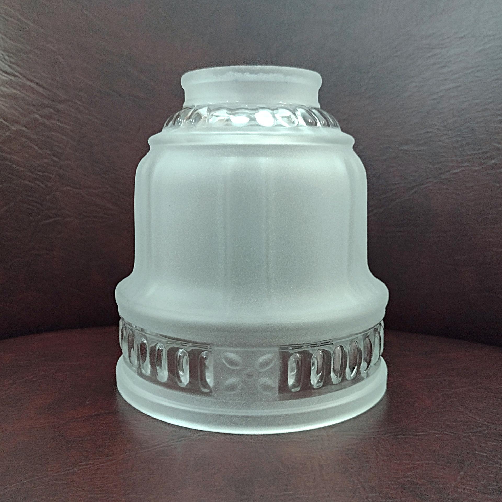 Vintage Art Deco Style Frosted and Clear Glass Lamp Shade, Replacement Bell Shaped Pendant Lamp Shade