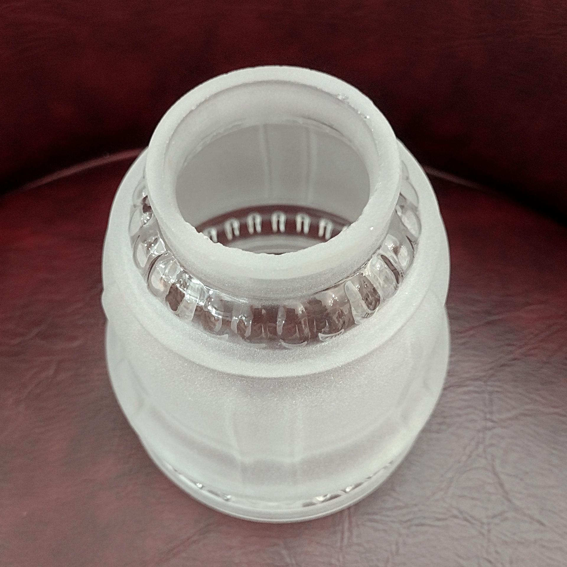 Vintage Art Deco Style Frosted and Clear Glass Lamp Shade, Replacement Bell Shaped Pendant Lamp Shade