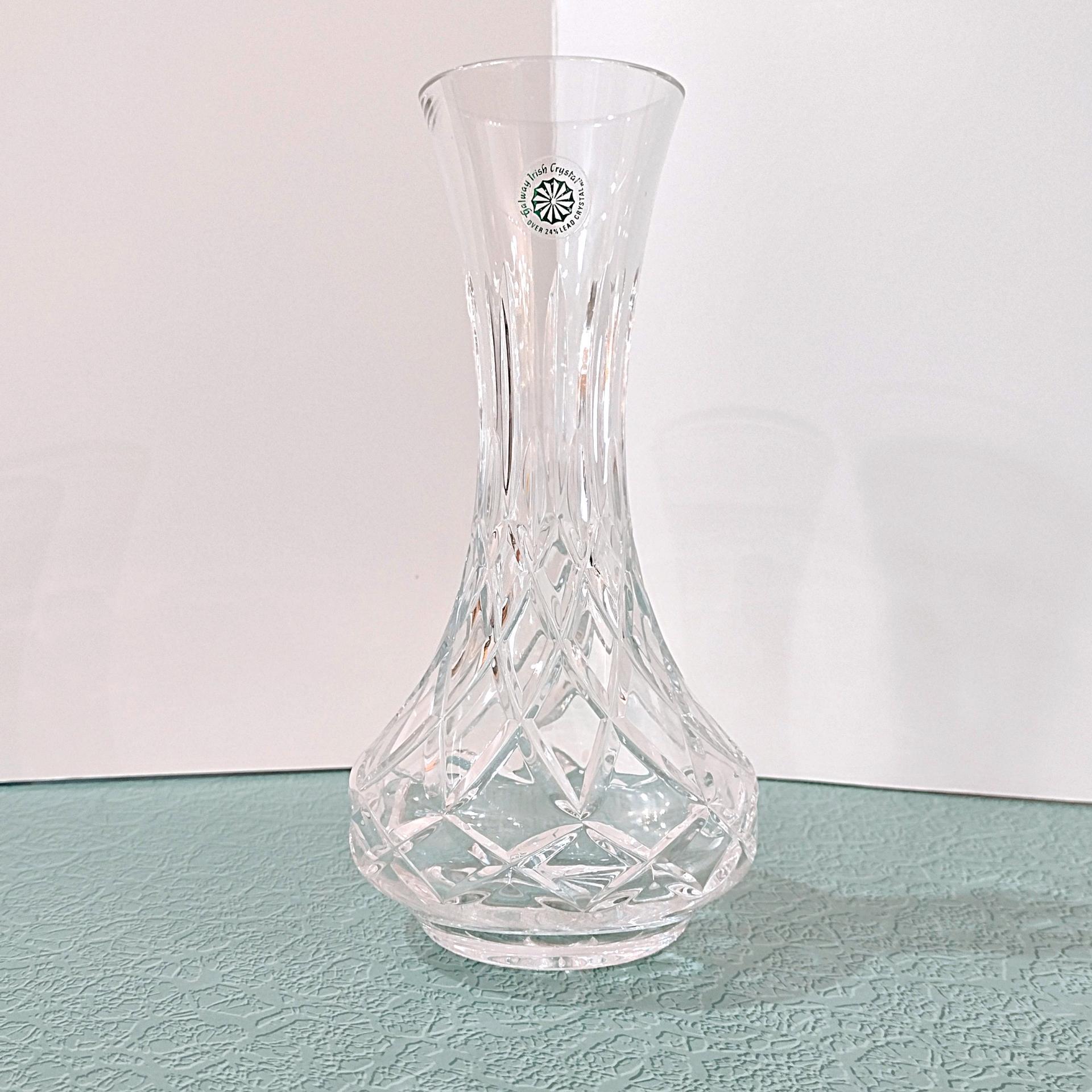 Vintage NEW Galway Irish Crystal 8" Vase, Genie Bottle Vase