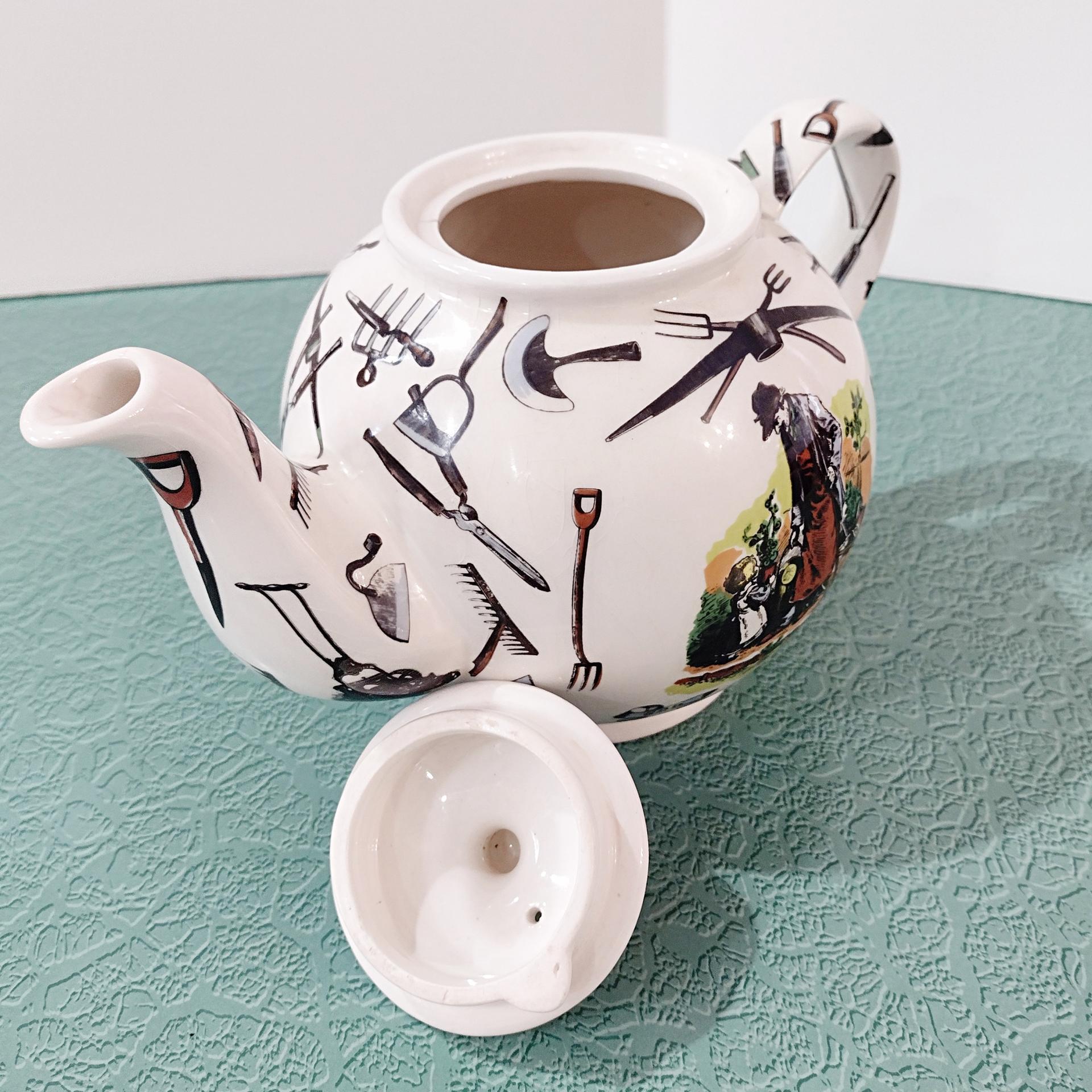 Vintage Paul Cardew Ceramic Teapot, God Bless the Gardener English Teapot