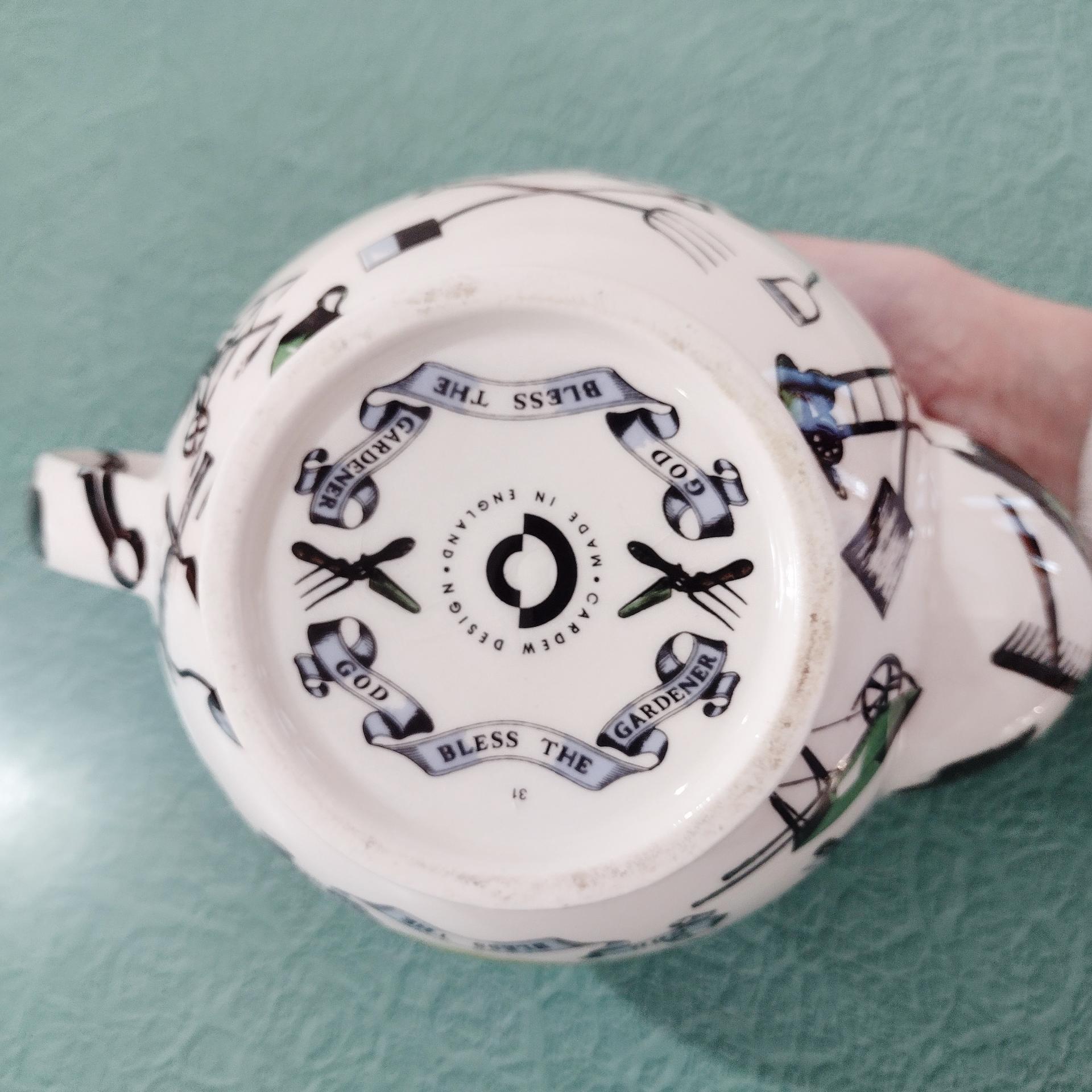 Vintage Paul Cardew Ceramic Teapot, God Bless the Gardener English Teapot