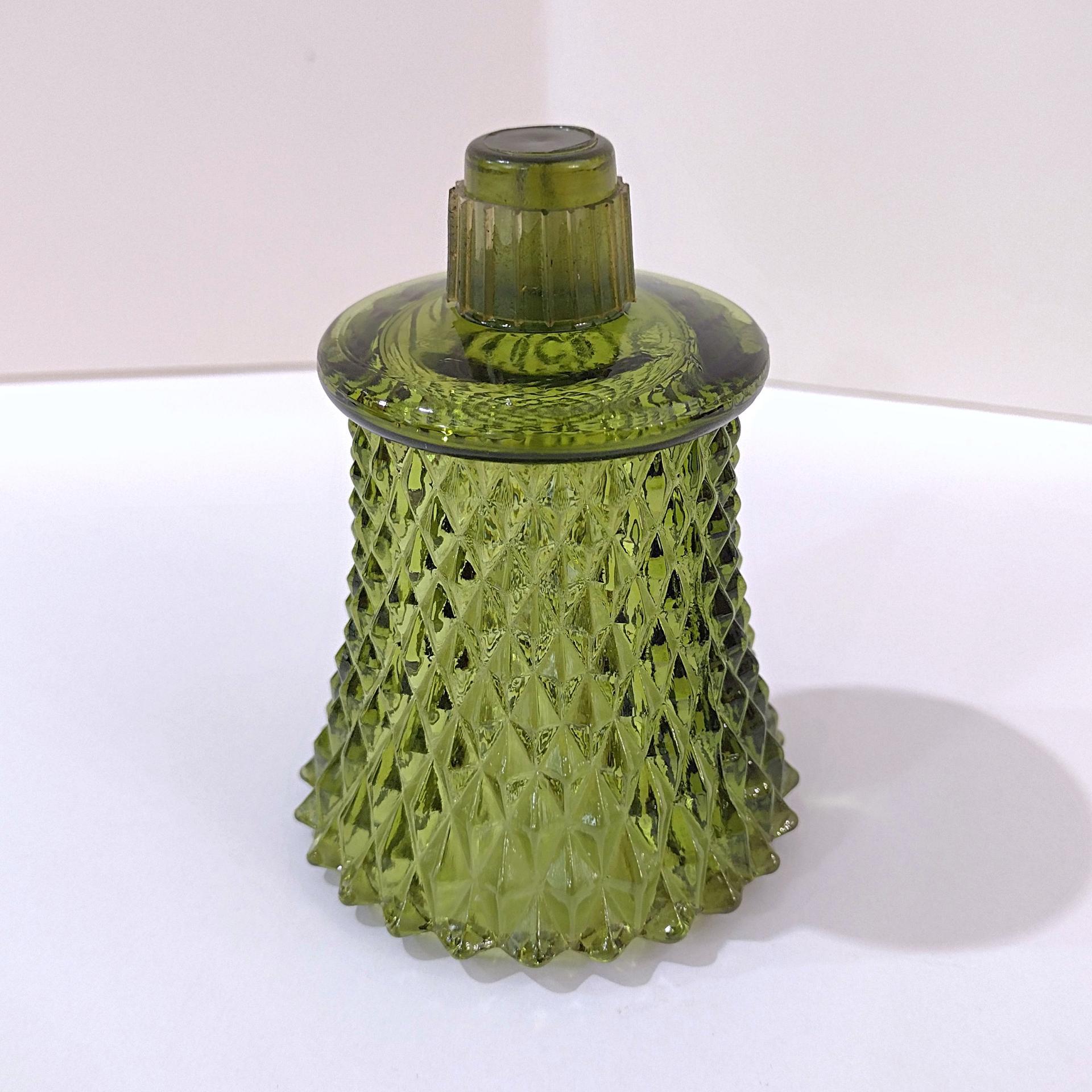 Vintage Homeco Green Diamond Cut Votive Cup Sconce Candle Holder, Home Interiors Glass Pegged Votive Cup