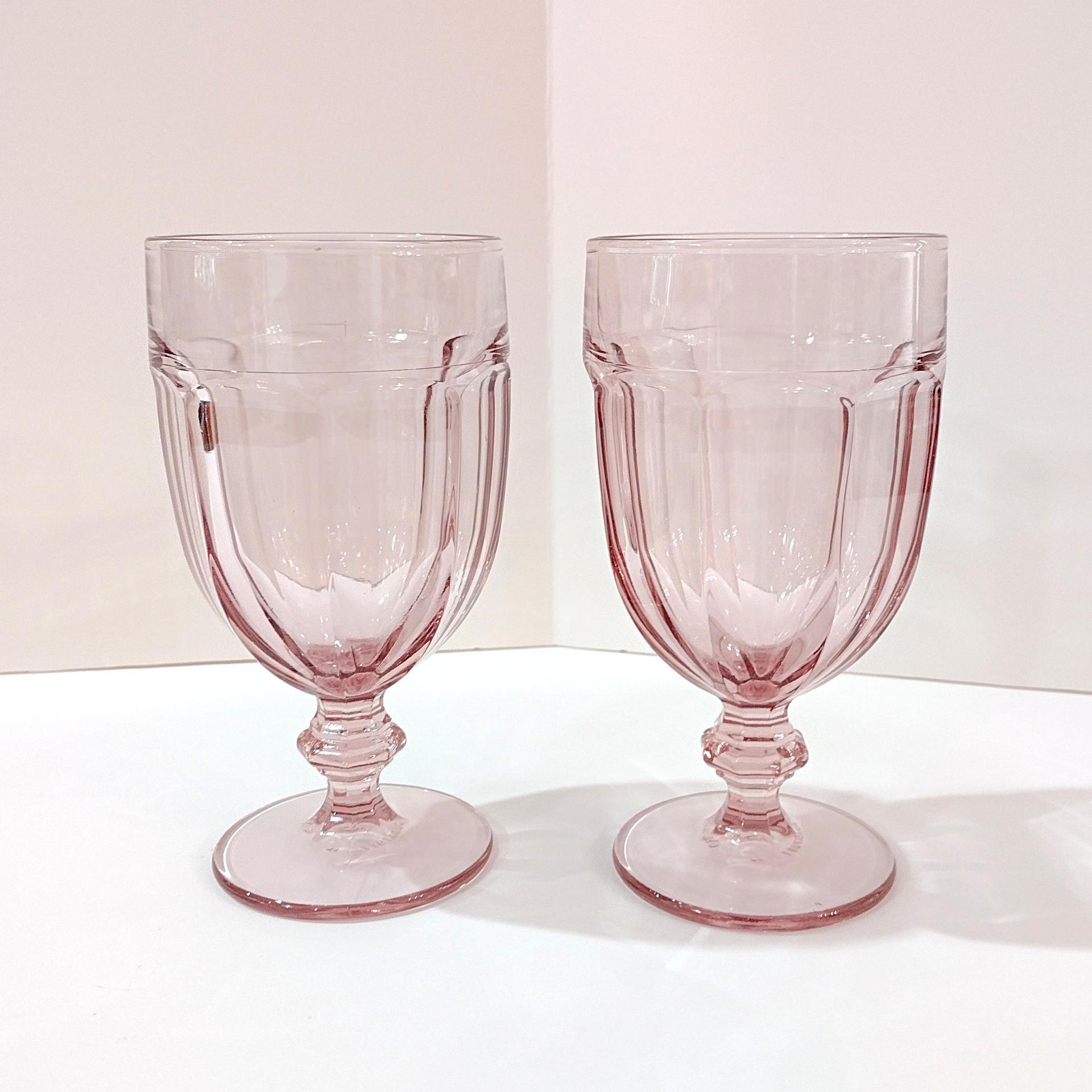 Vintage Pink Libbey Gibraltar Iced Tea Glasses, Set of 2, Duratuff Heavy Glassware