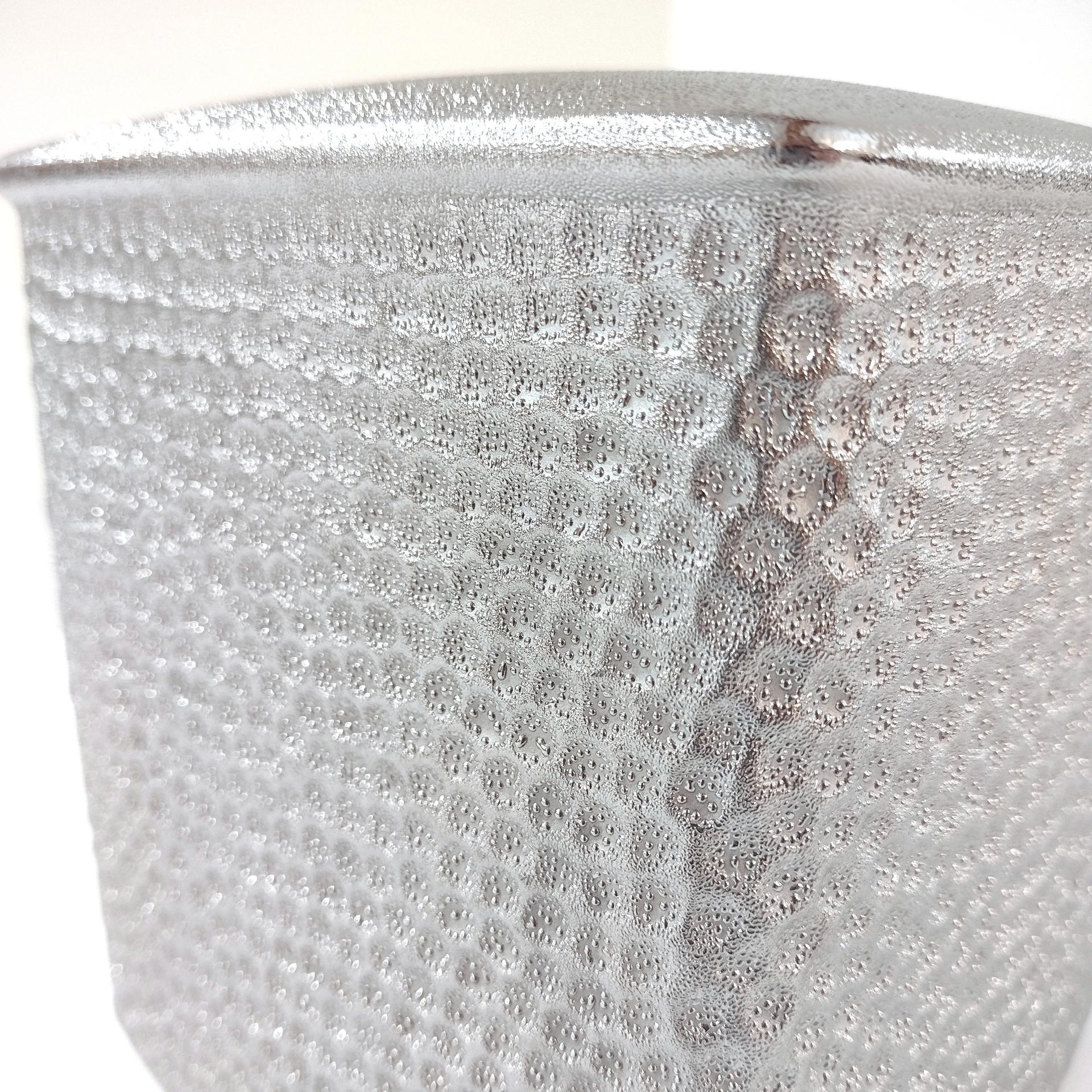 Vintage Hammered Glittery Silver Metal Tissue Box Cover Holder