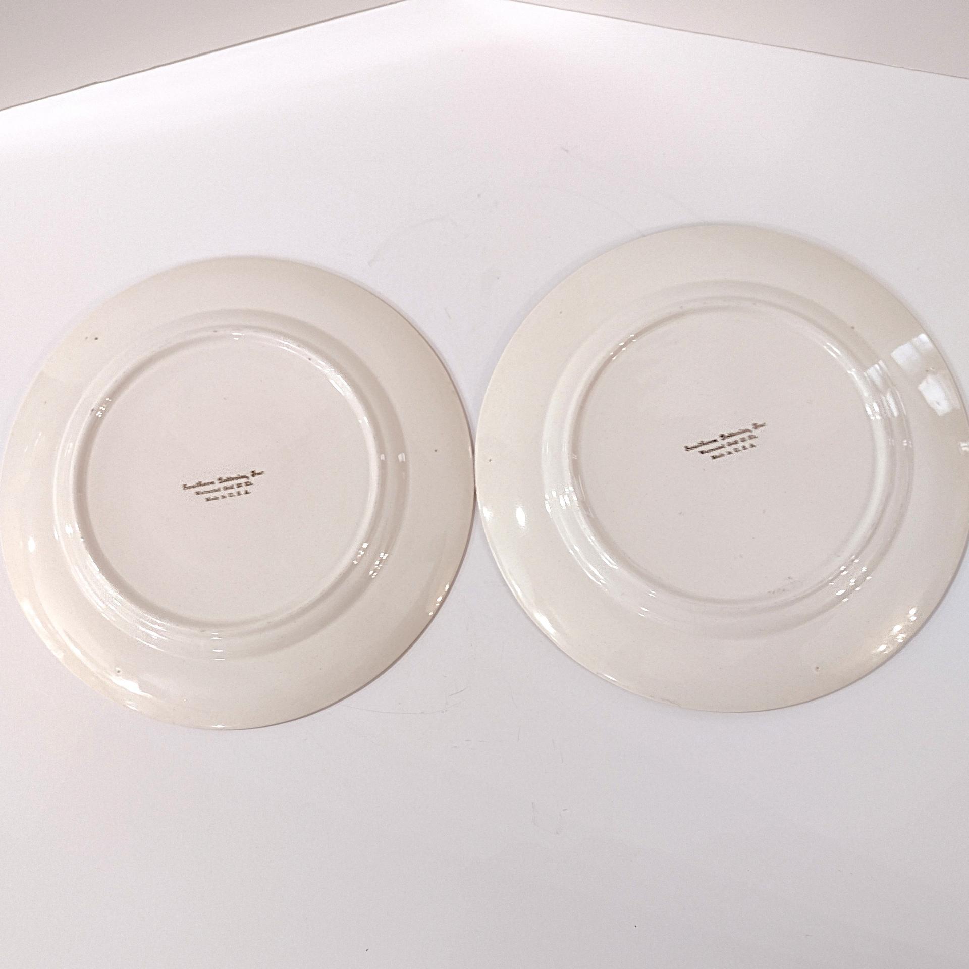 Vintage Southern Potteries Inc Royal Rajah Maroon Floral 22K Gold Dinner Plates, Set of 2