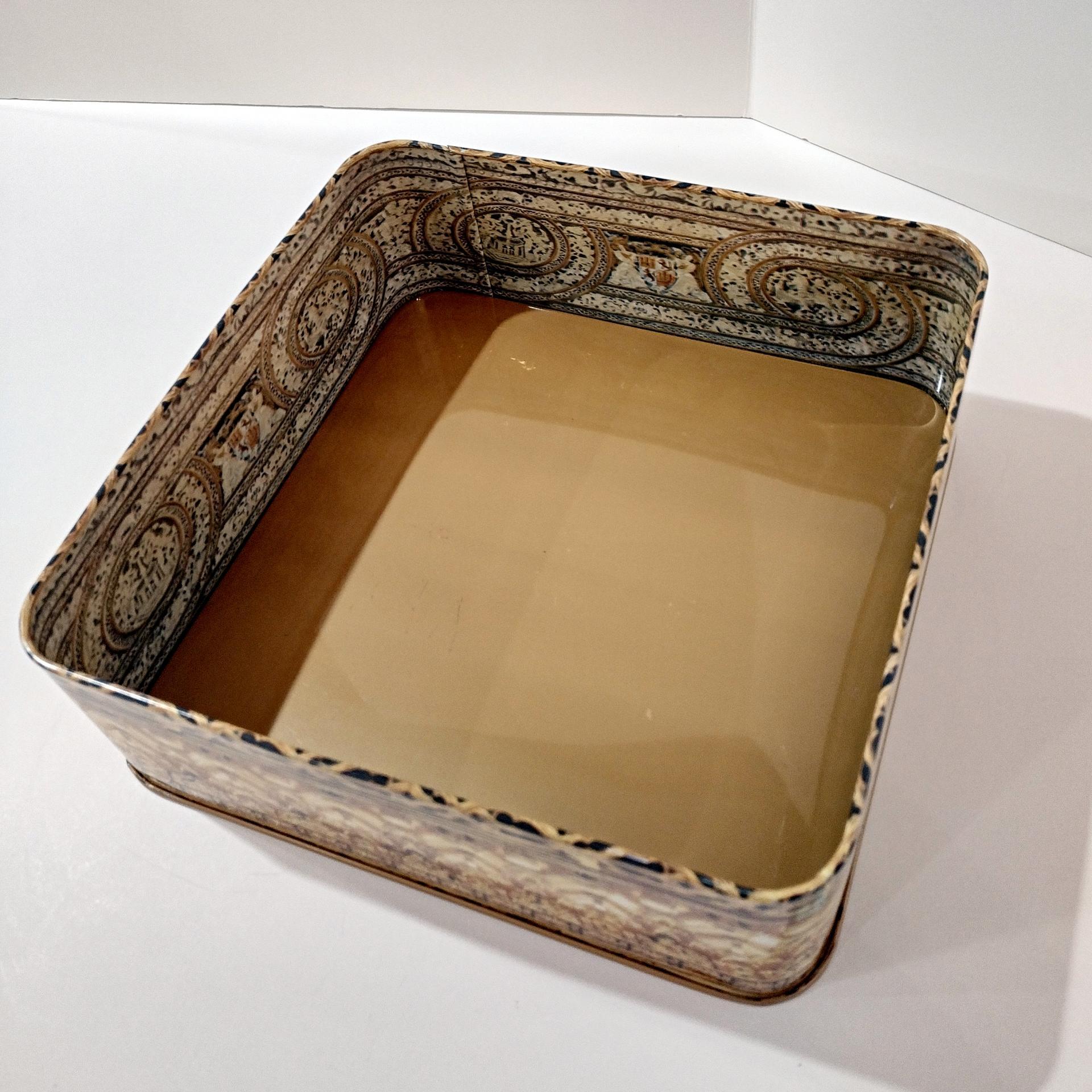 Vintage Francisco de Goya La Vendimia Large Square Tin Storage Container, Decorative Cookie Tin