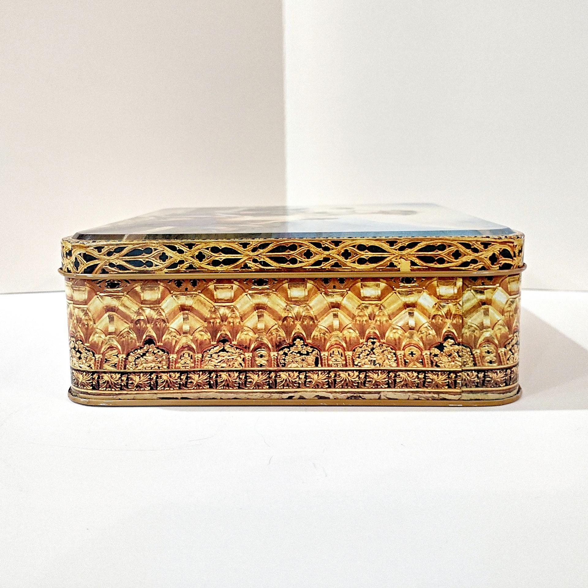 Vintage Francisco de Goya La Vendimia Large Square Tin Storage Container, Decorative Cookie Tin