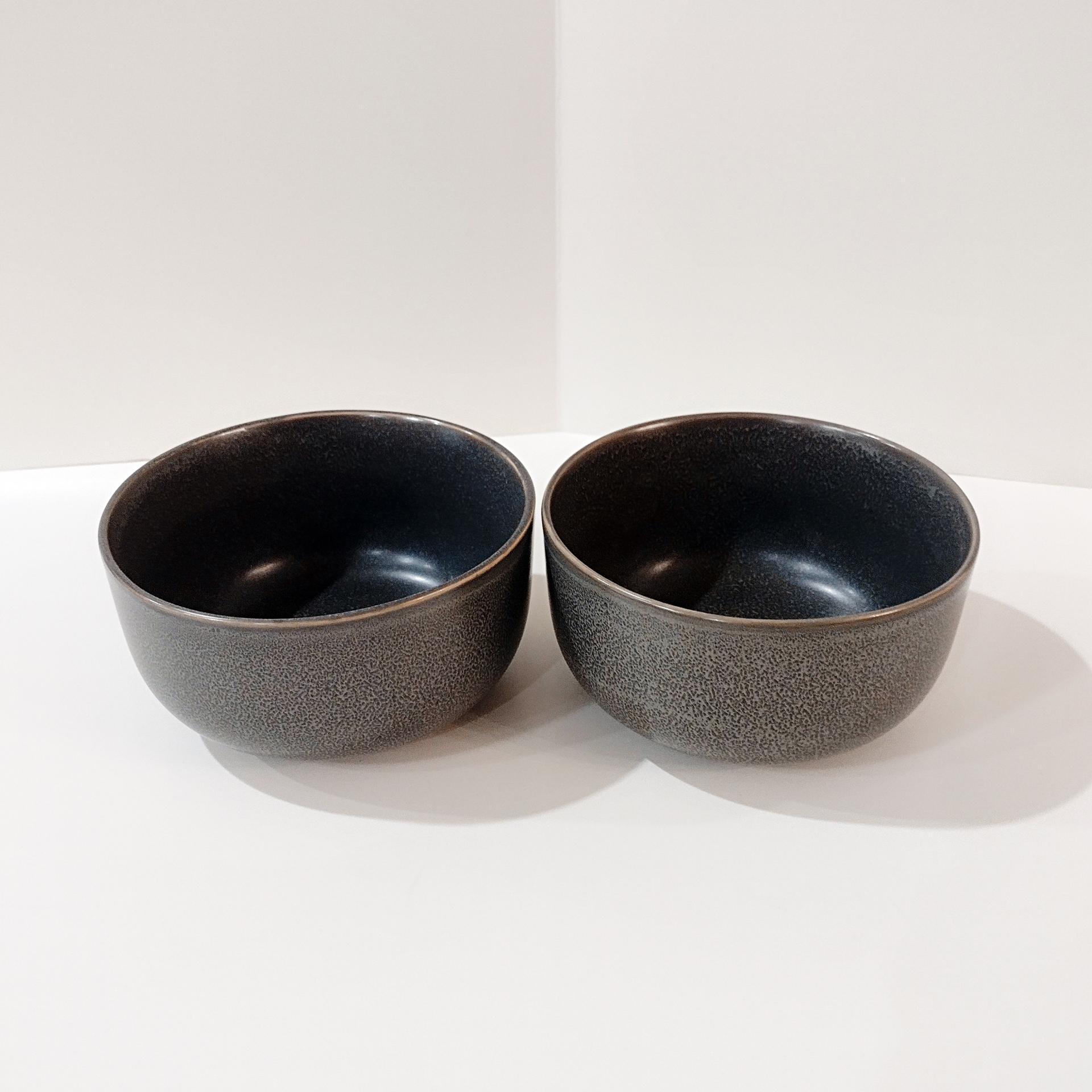 Vintage Gray Stoneware Soup Salad Cereal Bowls, Set of Two