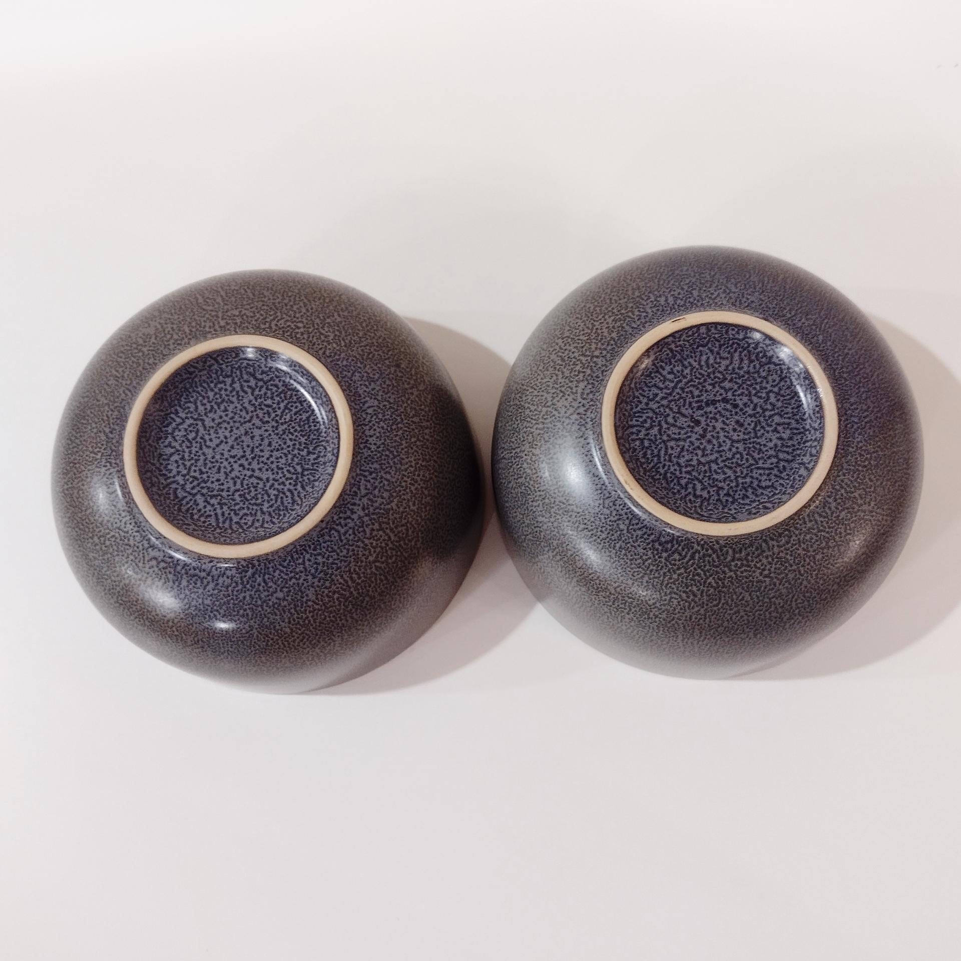 Vintage Gray Stoneware Soup Salad Cereal Bowls, Set of Two