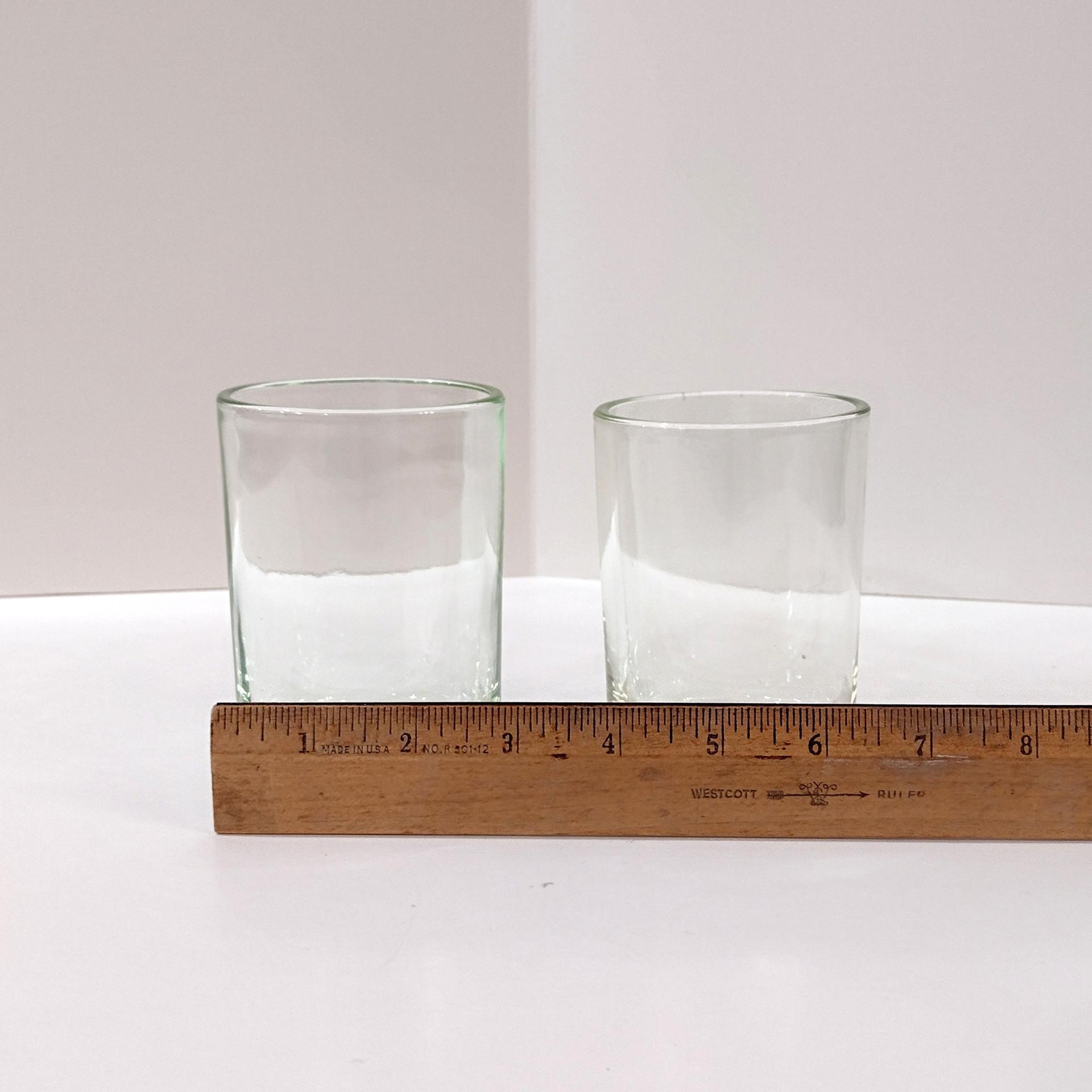 Vintage Handblown Green Glass Tumblers, Set of Two, Juice Glasses