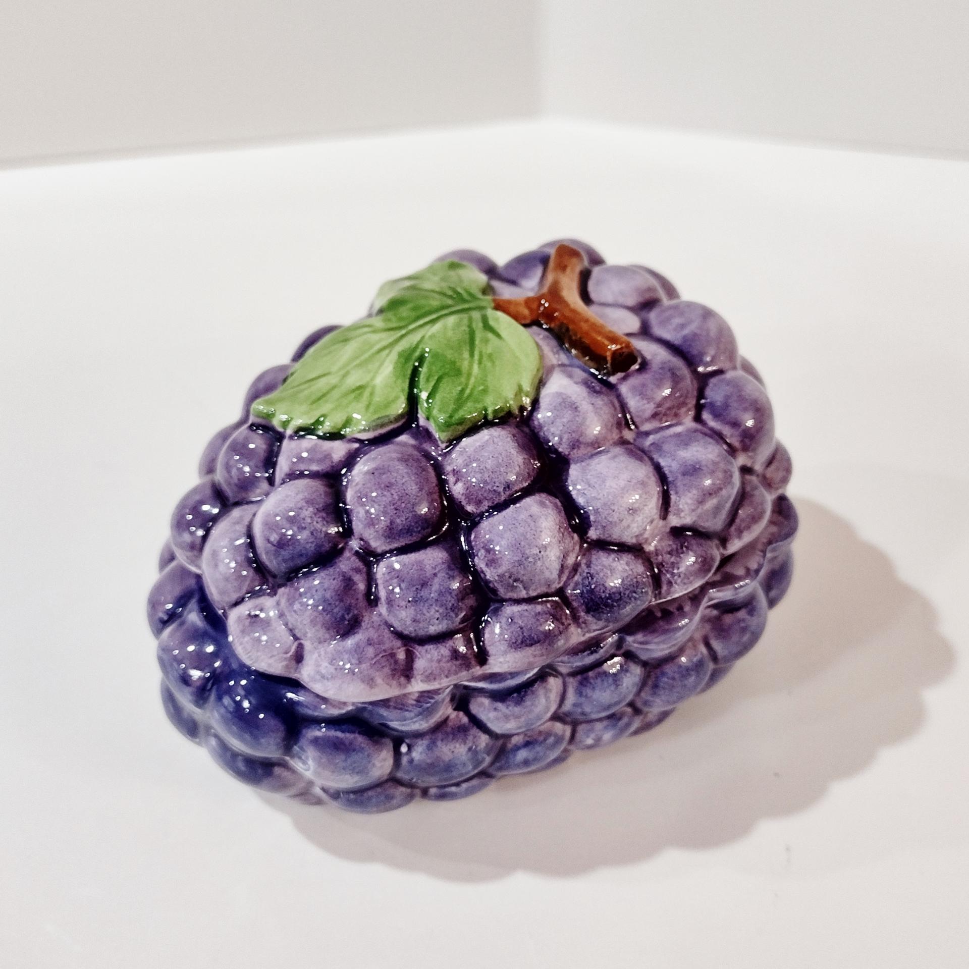 Vintage Ceramic Grape Cluster Covered Jam Pot, Lord and Taylor Grape Lidded Jelly Bowl Dish