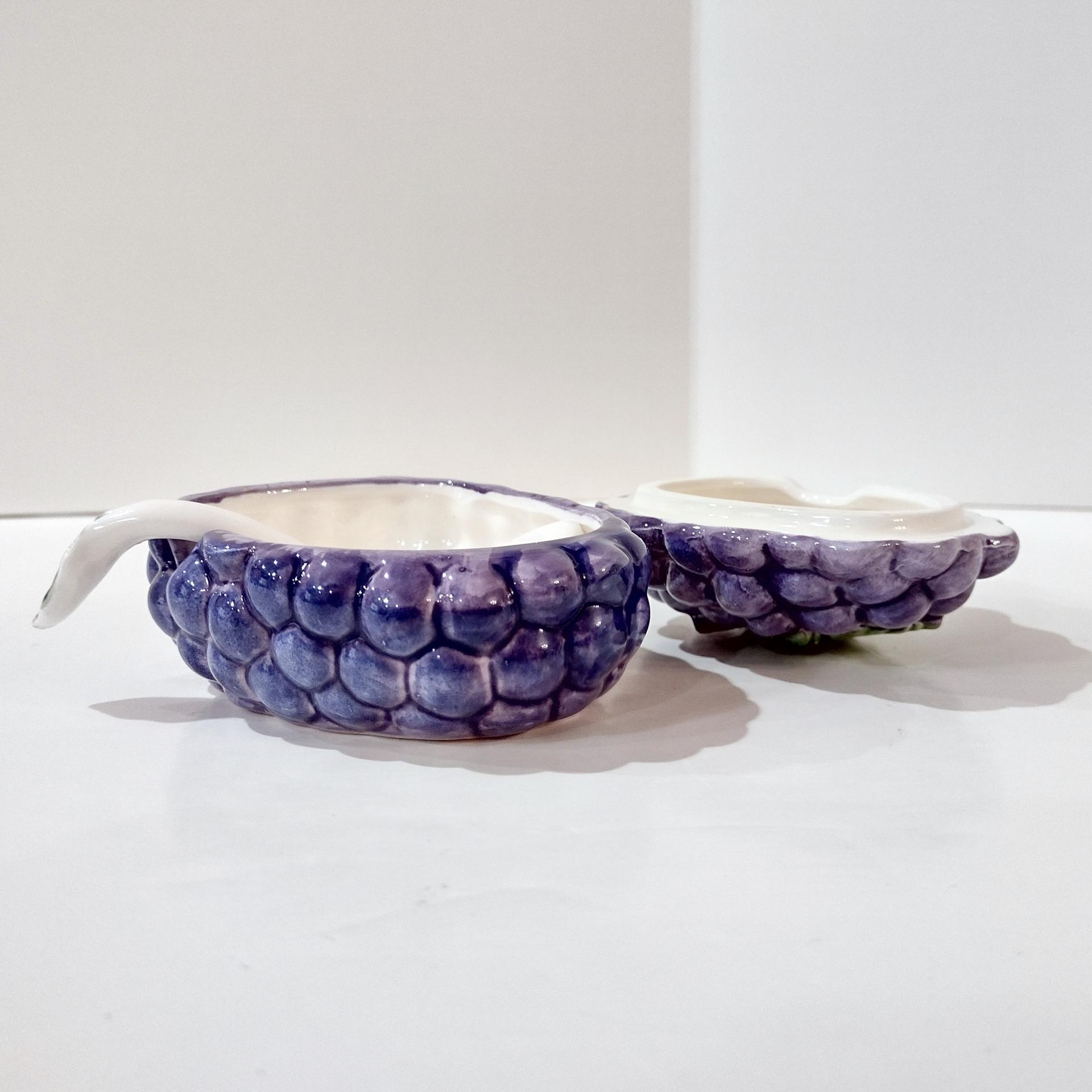 Vintage Ceramic Grape Cluster Covered Jam Pot, Lord and Taylor Grape Lidded Jelly Bowl Dish