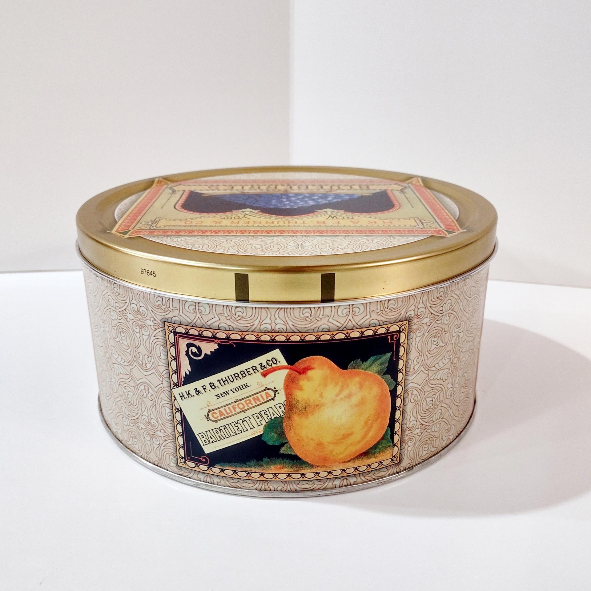 Vintage Thurber and Co Blueberries Tin, Fruit Motif Storage Container