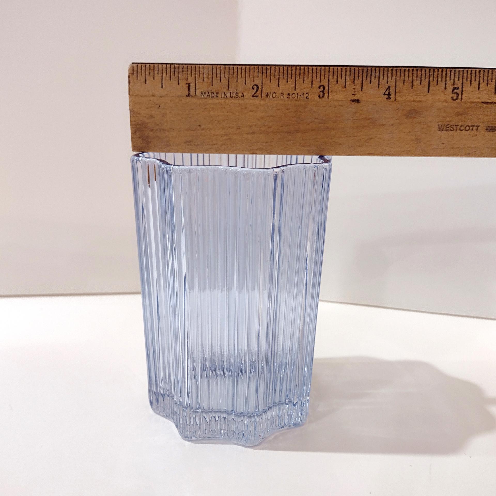 Glass Hause Blue Ribbed Flower Glasses, Set of Three, FabFitFun Collaboration Limited Edition Glasses