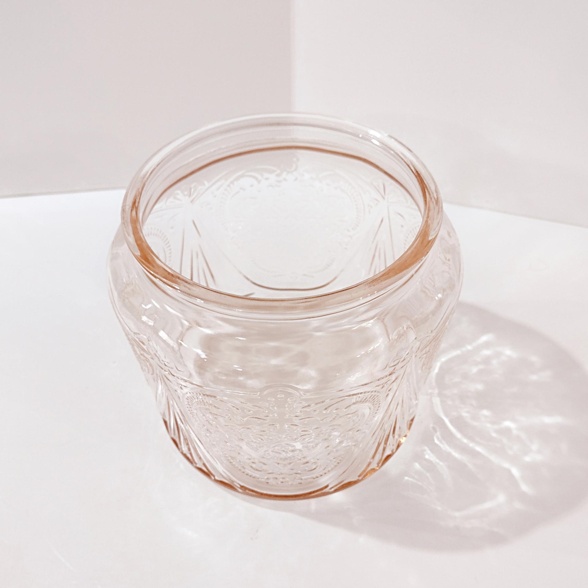 Vintage Hazel Atlas Royal Lace Pink Glass Cookie Biscuit Jar, 1930's Depression Glass Jar