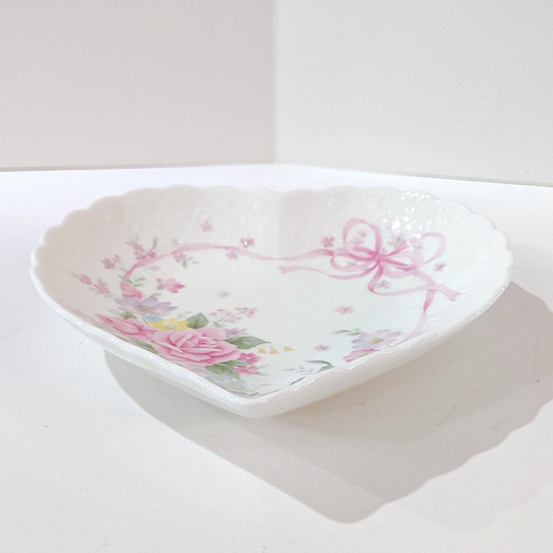 Vintage Mikasa All My Love Heart Shaped Porcelain Trinket Soap Dish with Pink Rose Vine Design