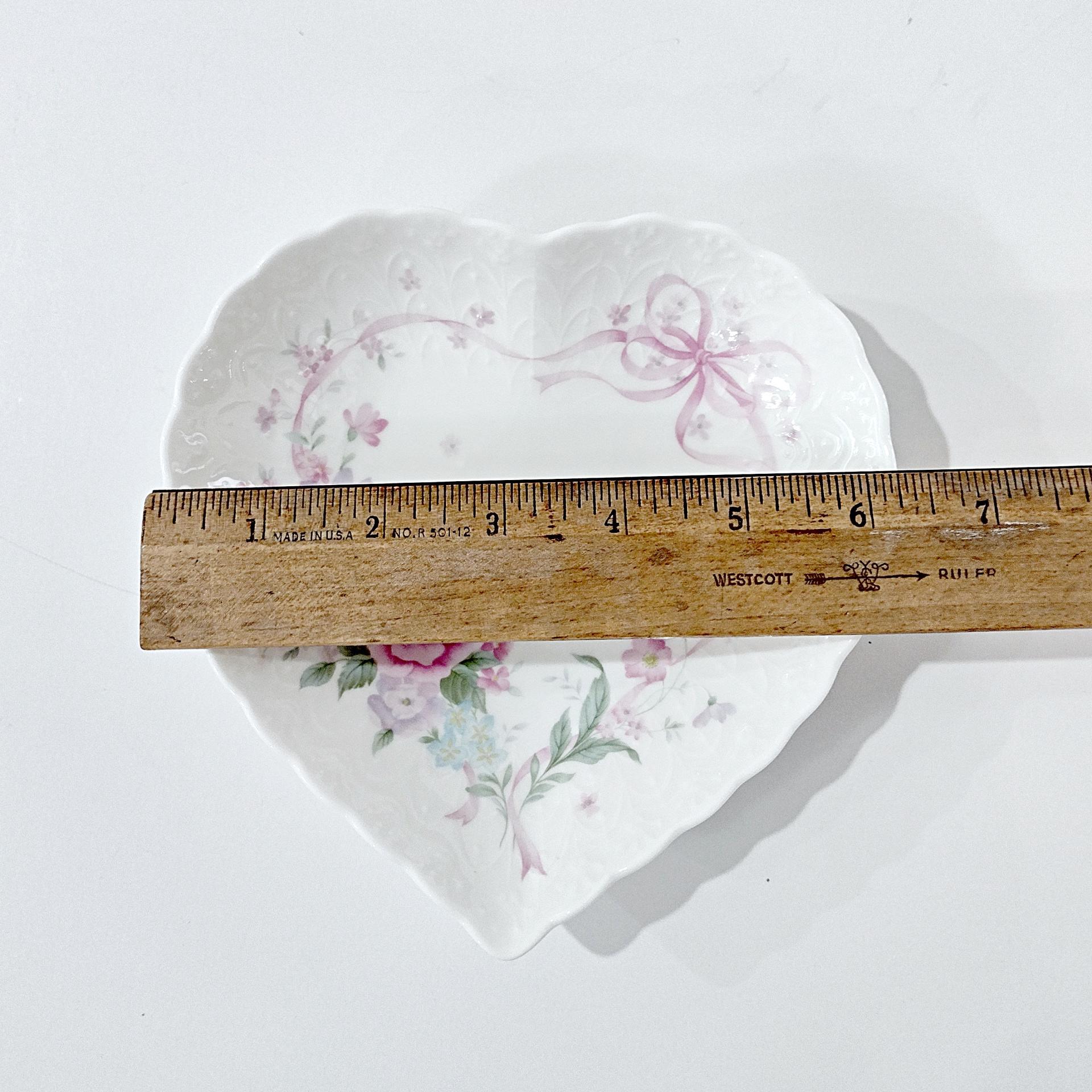 Vintage Mikasa All My Love Heart Shaped Porcelain Trinket Soap Dish with Pink Rose Vine Design