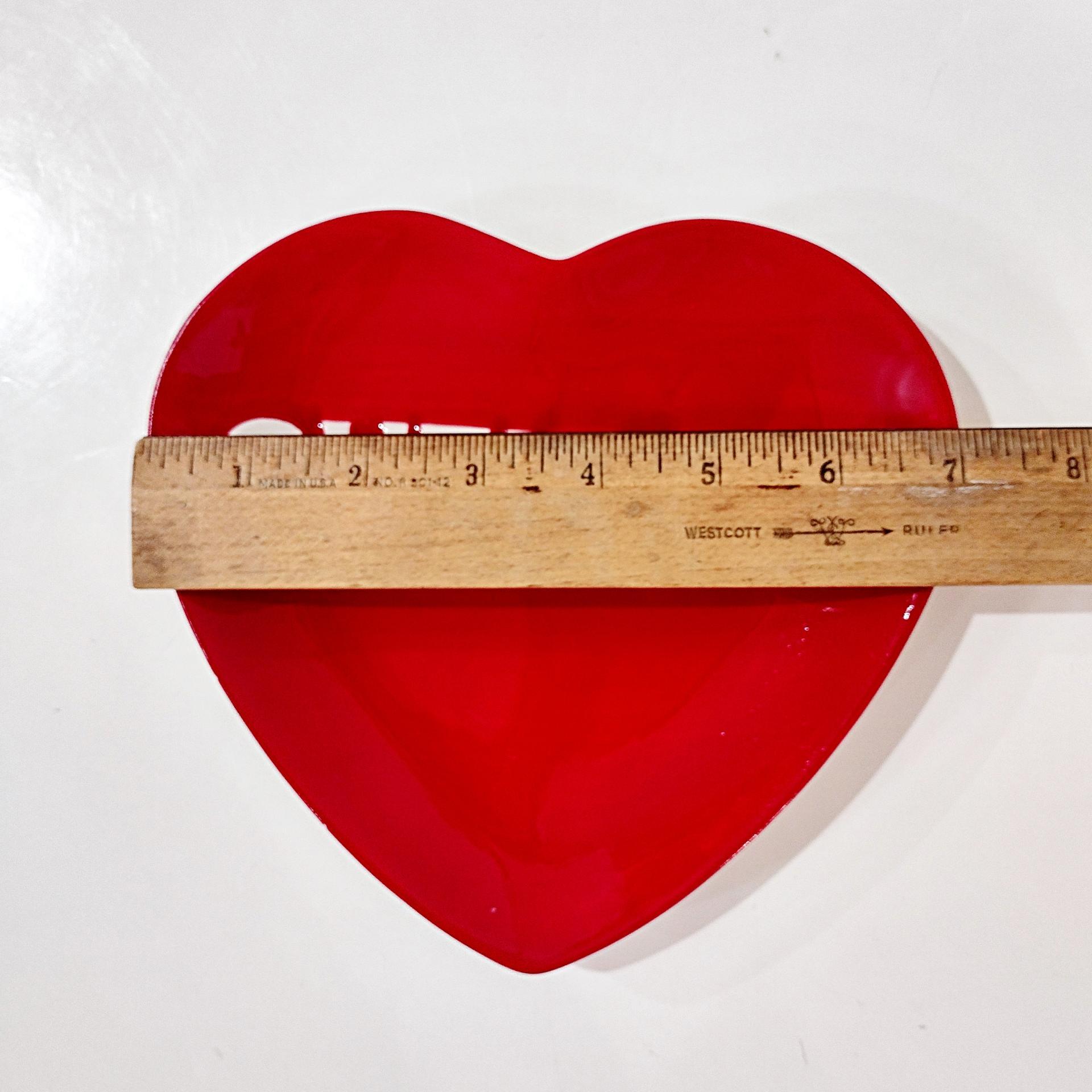 Vintage Red Heart Valentines Day Gift Appetizer Plates, Set of Four, Conversation Heart Plates