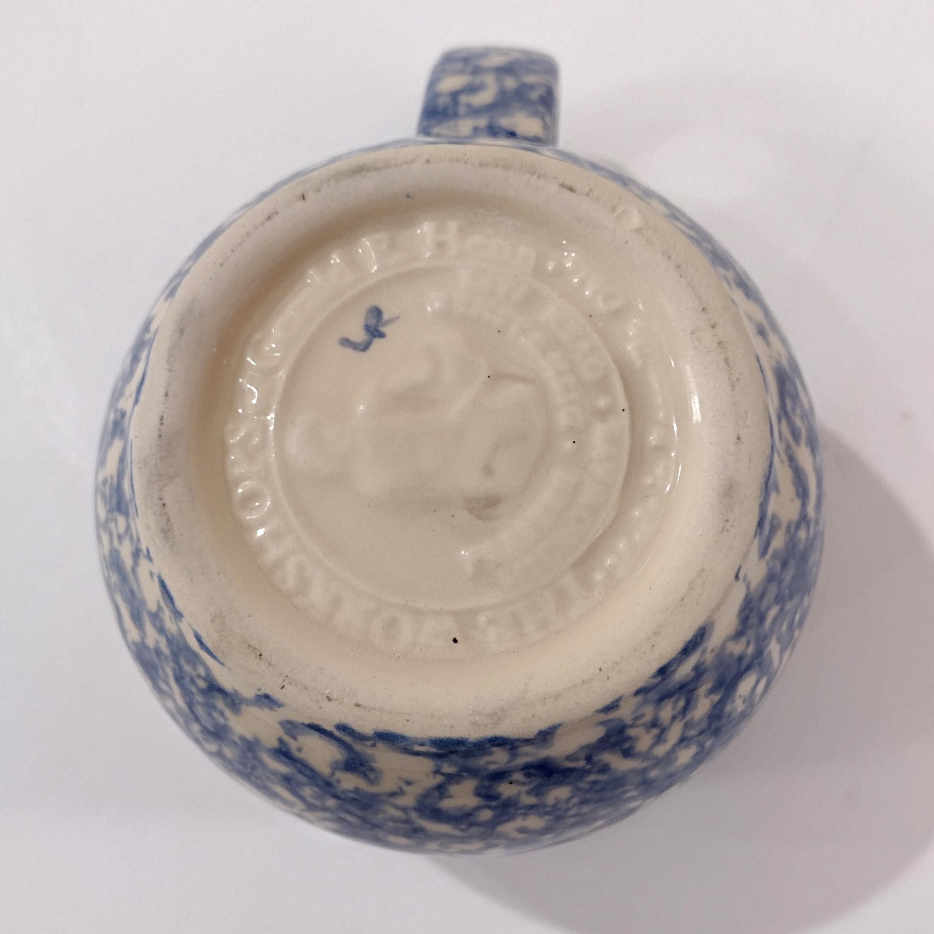 Vintage Blue Spongeware Soup Coffee Mug, Workshops of Gerald E Henn Pottery, Large Ceramic Mug