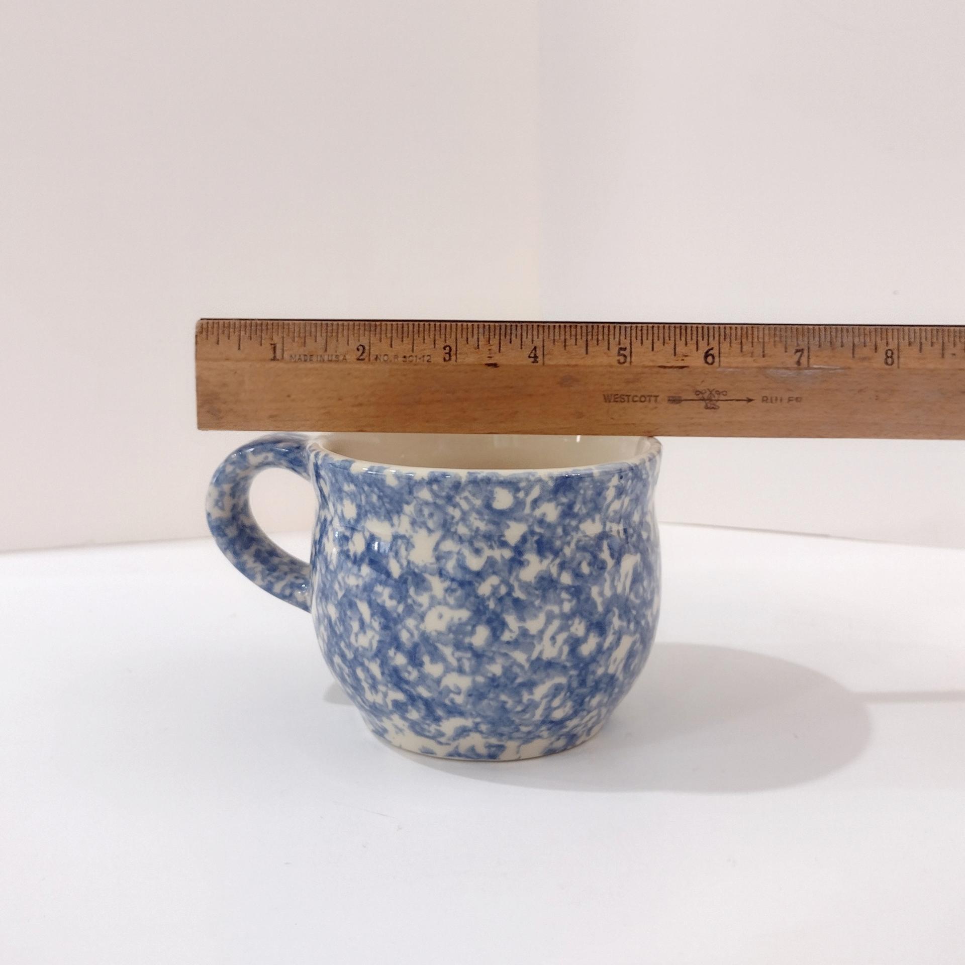 Vintage Blue Spongeware Soup Coffee Mug, Workshops of Gerald E Henn Pottery, Large Ceramic Mug