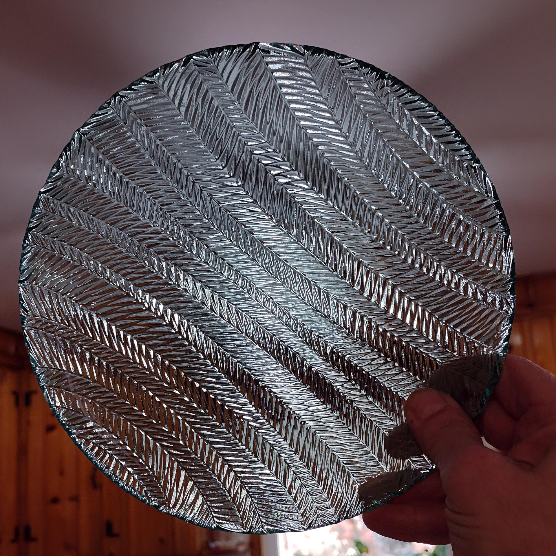 Vintage Arcoroc Turquoise Herringbone 7.5 Inch Blue Glass Salad Dessert Appetizer Plates, Set of Two, Multiple Sets Available