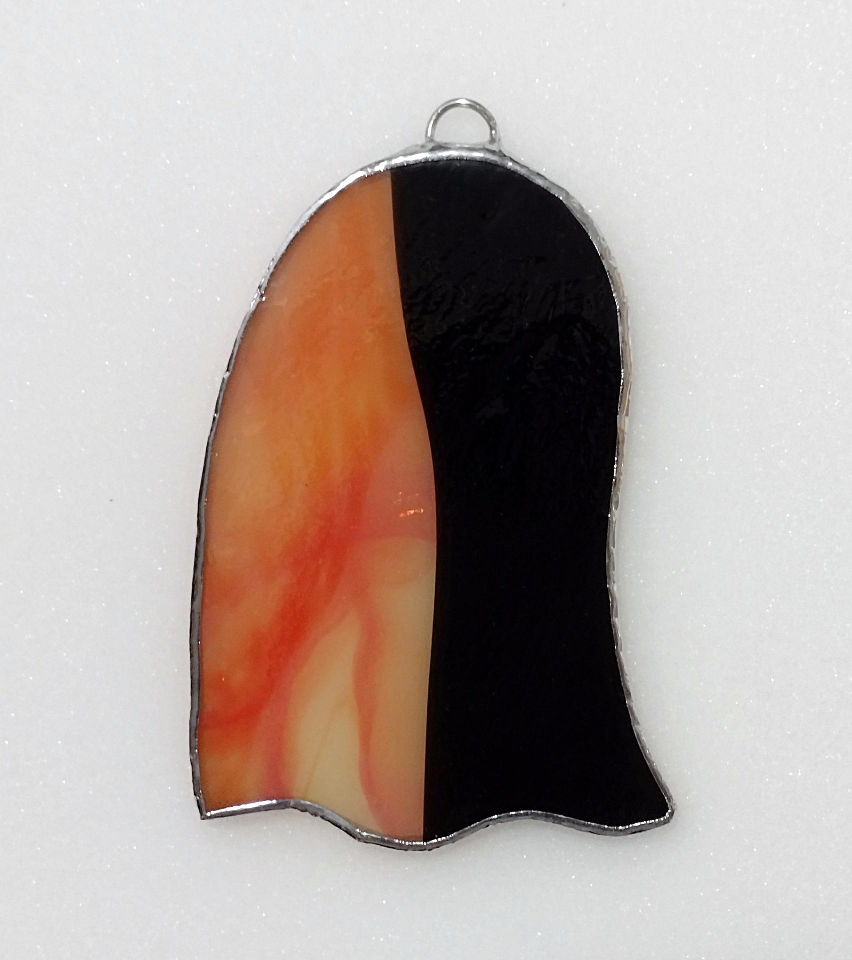 Orange and Black Stained Glass Ghost Suncatcher