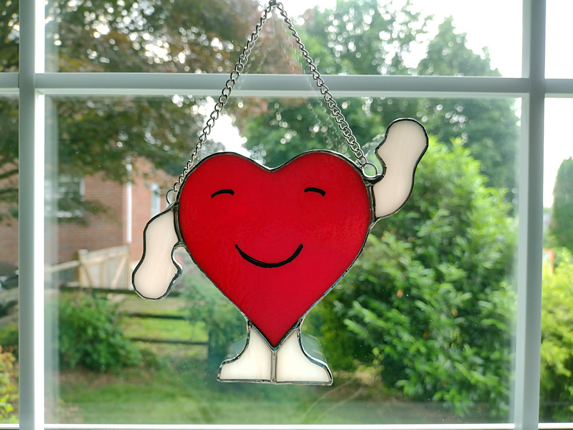 Howdy Heart Stained Glass Suncatcher, Custom Colors Available
