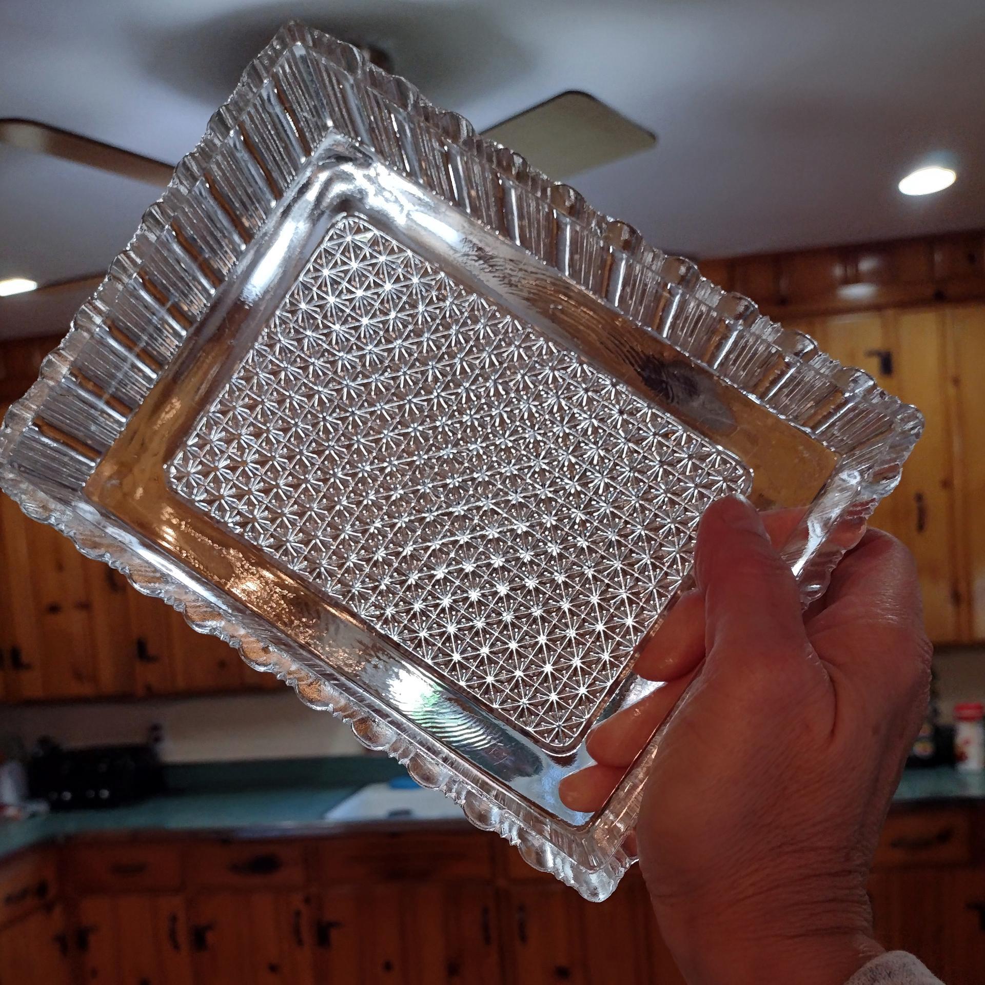 Antique John Bryce Higbee and Company Bijou Rib and Star Relish Dish