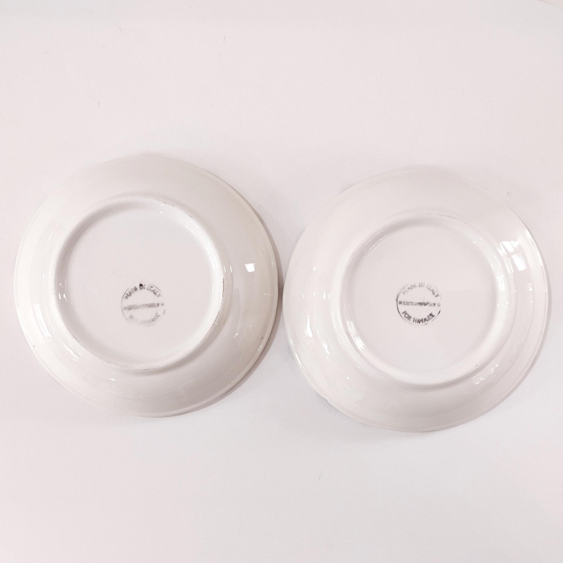 Vintage Italian Pasta Bowls with Apple and Pear Motif Design and Green Spongeware Accents, Coupe Soup Bowls, Set of Two