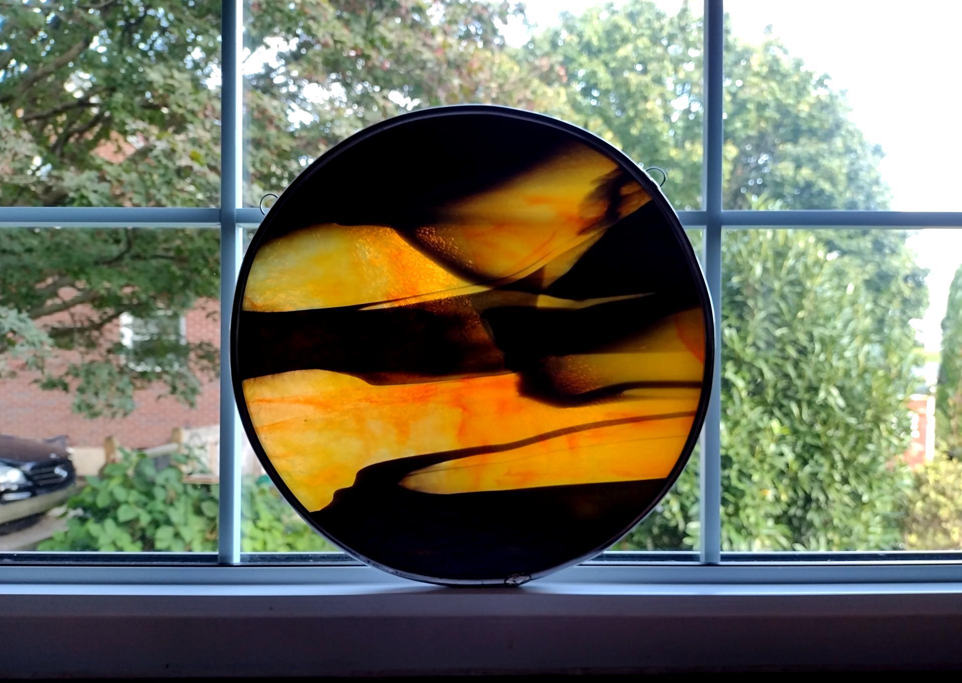 Orange and Black Stained Glass Full Moon
