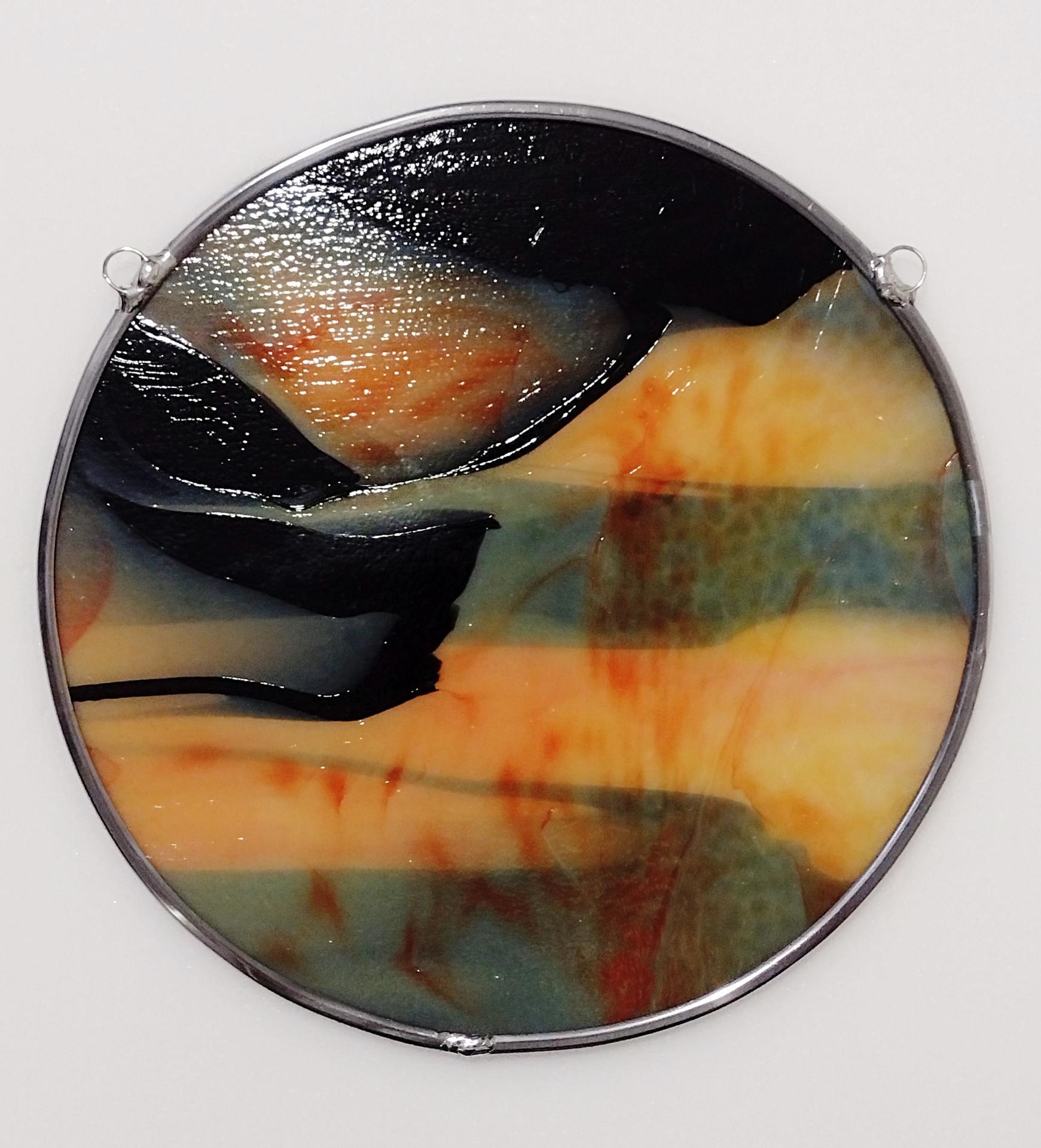 Orange and Black Stained Glass Full Moon