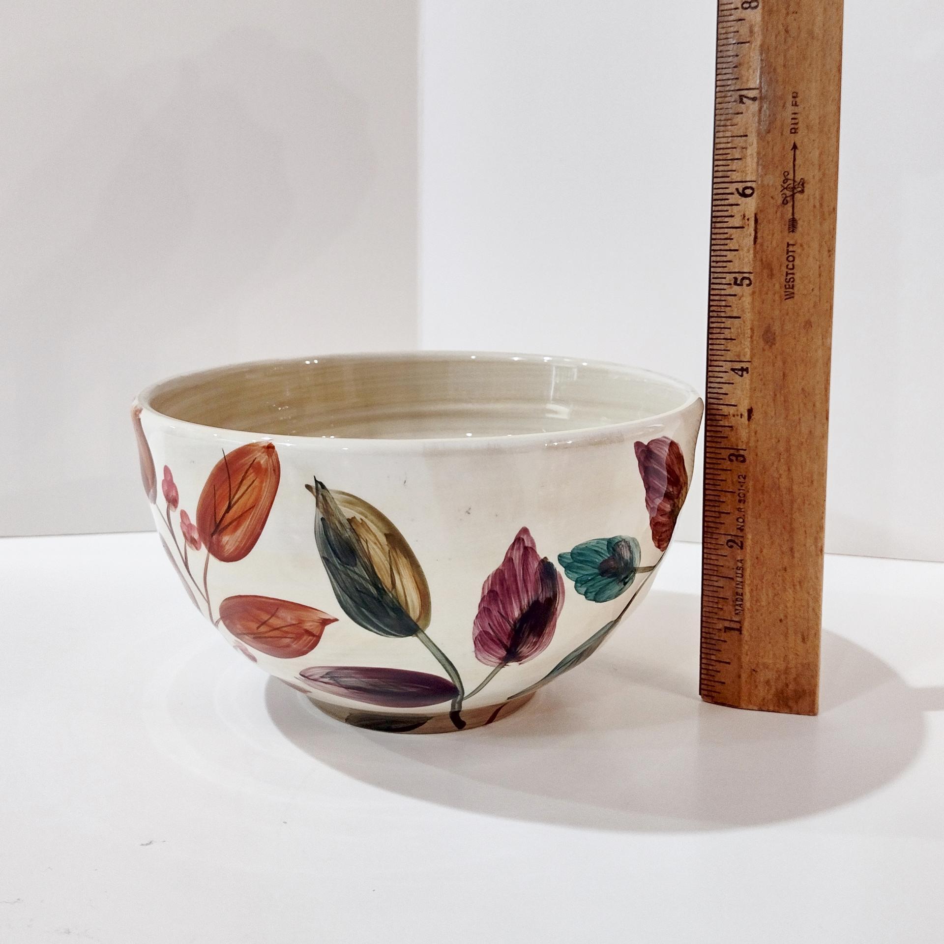 Vintage Home Trends Shadowwood Oversized Soup Cereal Bowl, Fall Leaves Foliage Ceramic Serving Bowl