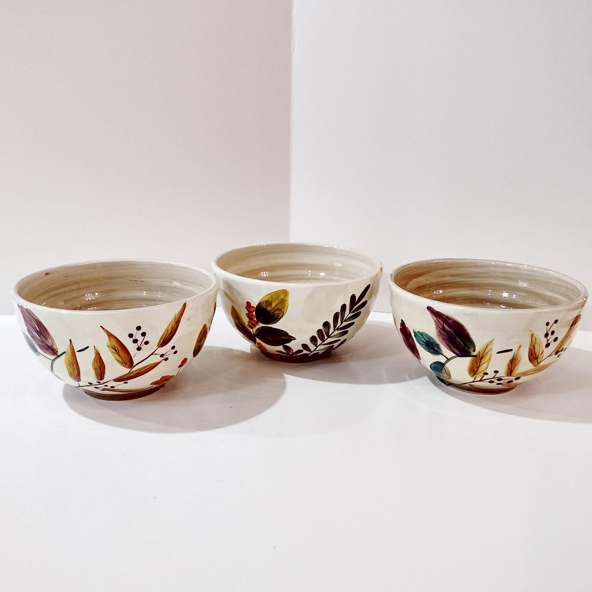 Vintage Home Trends Shadowwood Oversized Soup Cereal Bowl, Fall Leaves Foliage Ceramic Serving Bowl