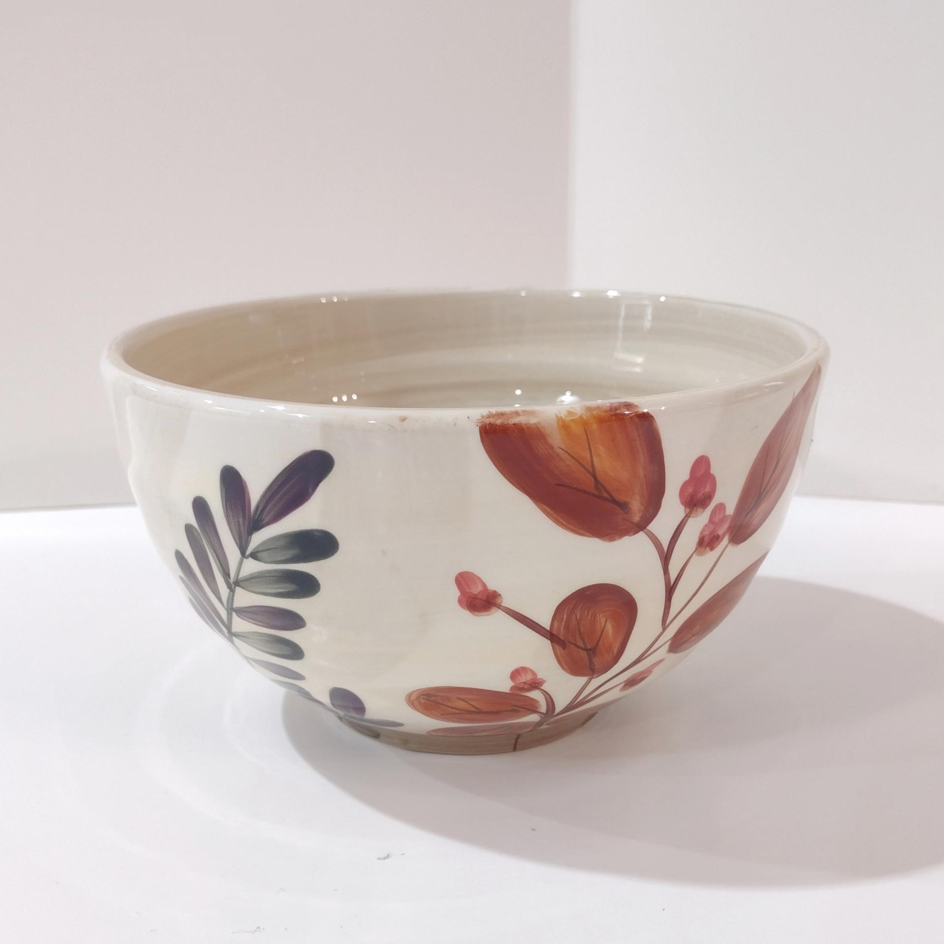 Vintage Home Trends Shadowwood Oversized Soup Cereal Bowl, Fall Leaves Foliage Ceramic Serving Bowl