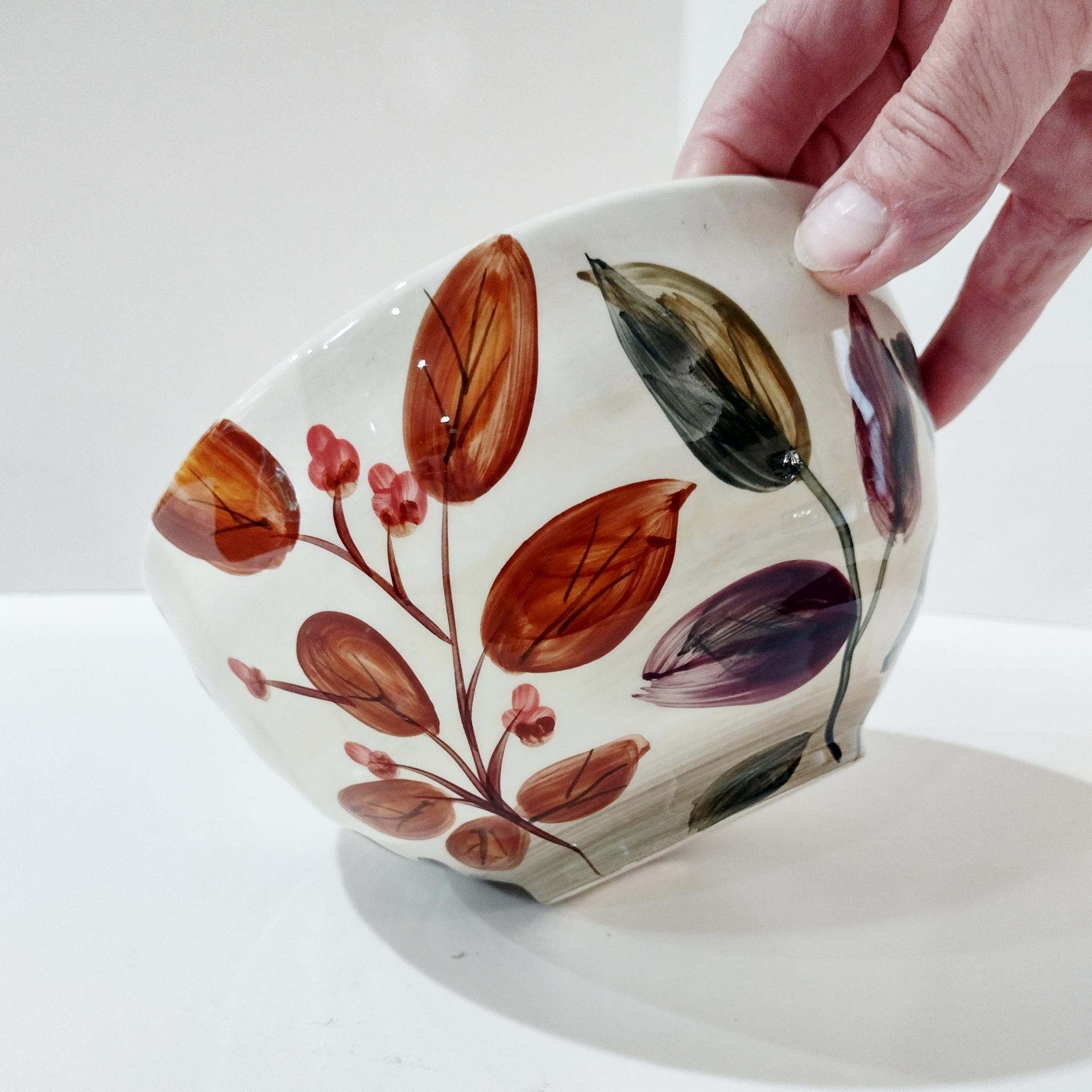 Vintage Home Trends Shadowwood Oversized Soup Cereal Bowl, Fall Leaves Foliage Ceramic Serving Bowl