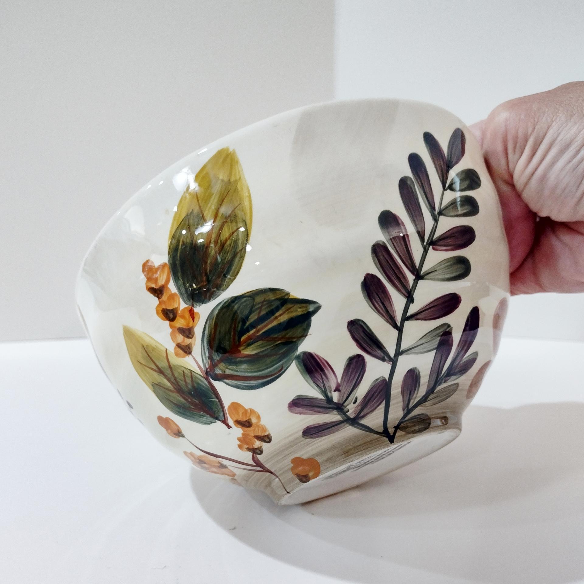 Vintage Home Trends Shadowwood Oversized Soup Cereal Bowl, Fall Leaves Foliage Ceramic Serving Bowl