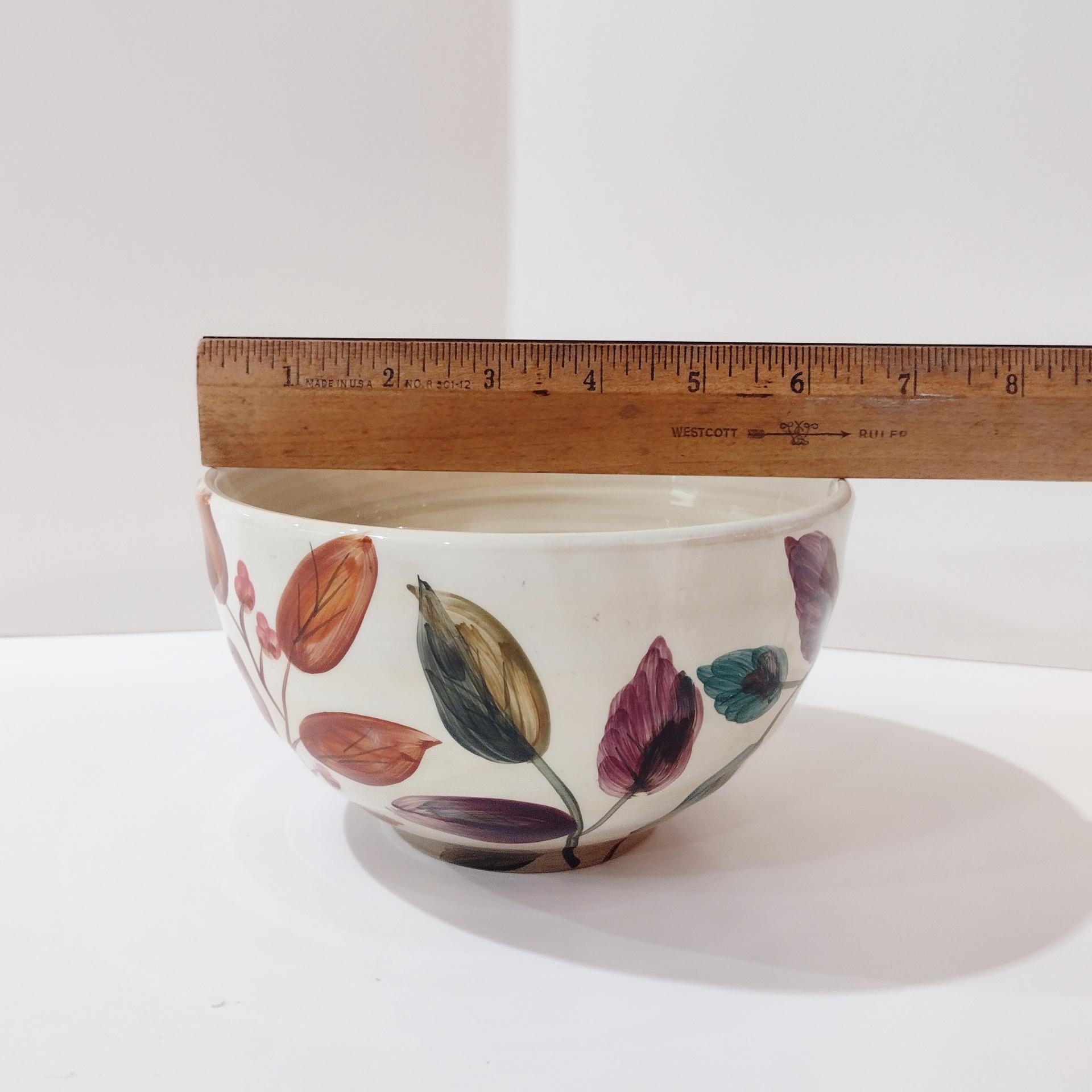 Vintage Home Trends Shadowwood Oversized Soup Cereal Bowl, Fall Leaves Foliage Ceramic Serving Bowl