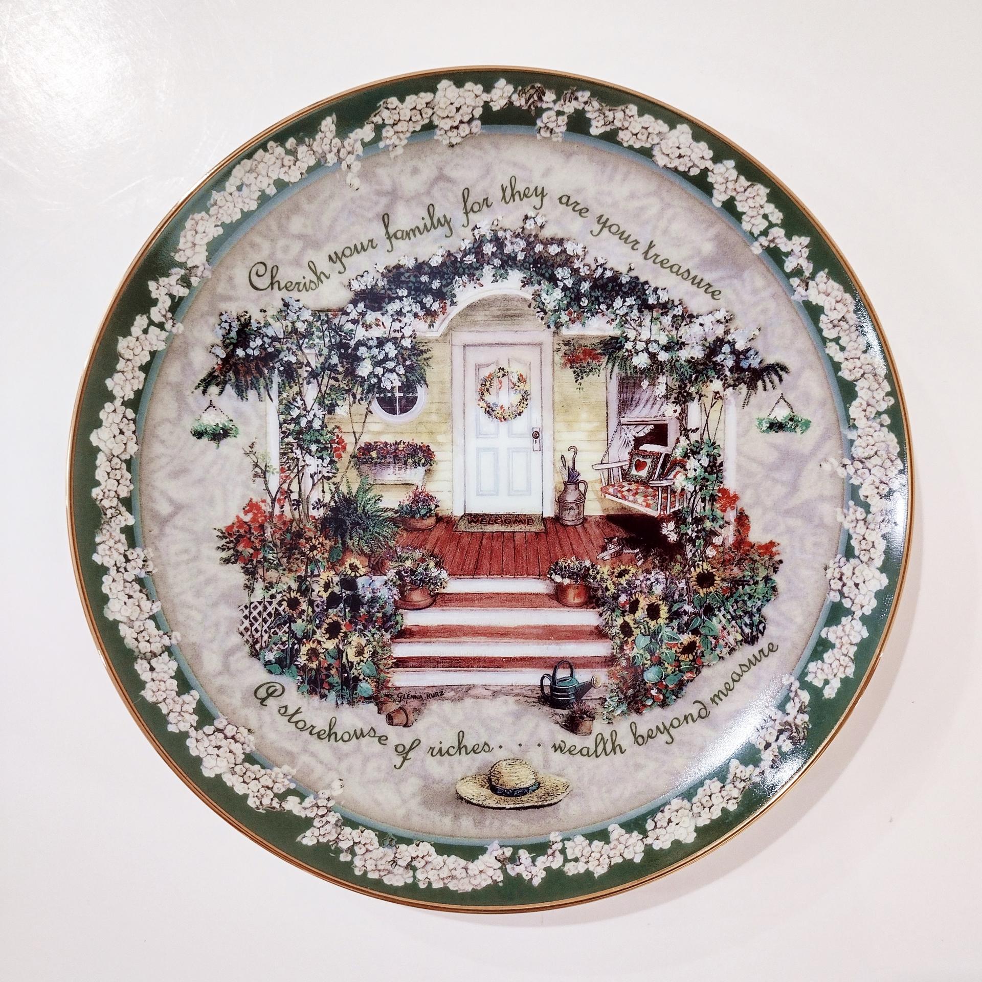 Vintage Bradford Exchange Welcome Home Series Collectible Plates, Set of 3, Hold Fast to Your Family, Cherish Your Family, Rejoice in the Small Things