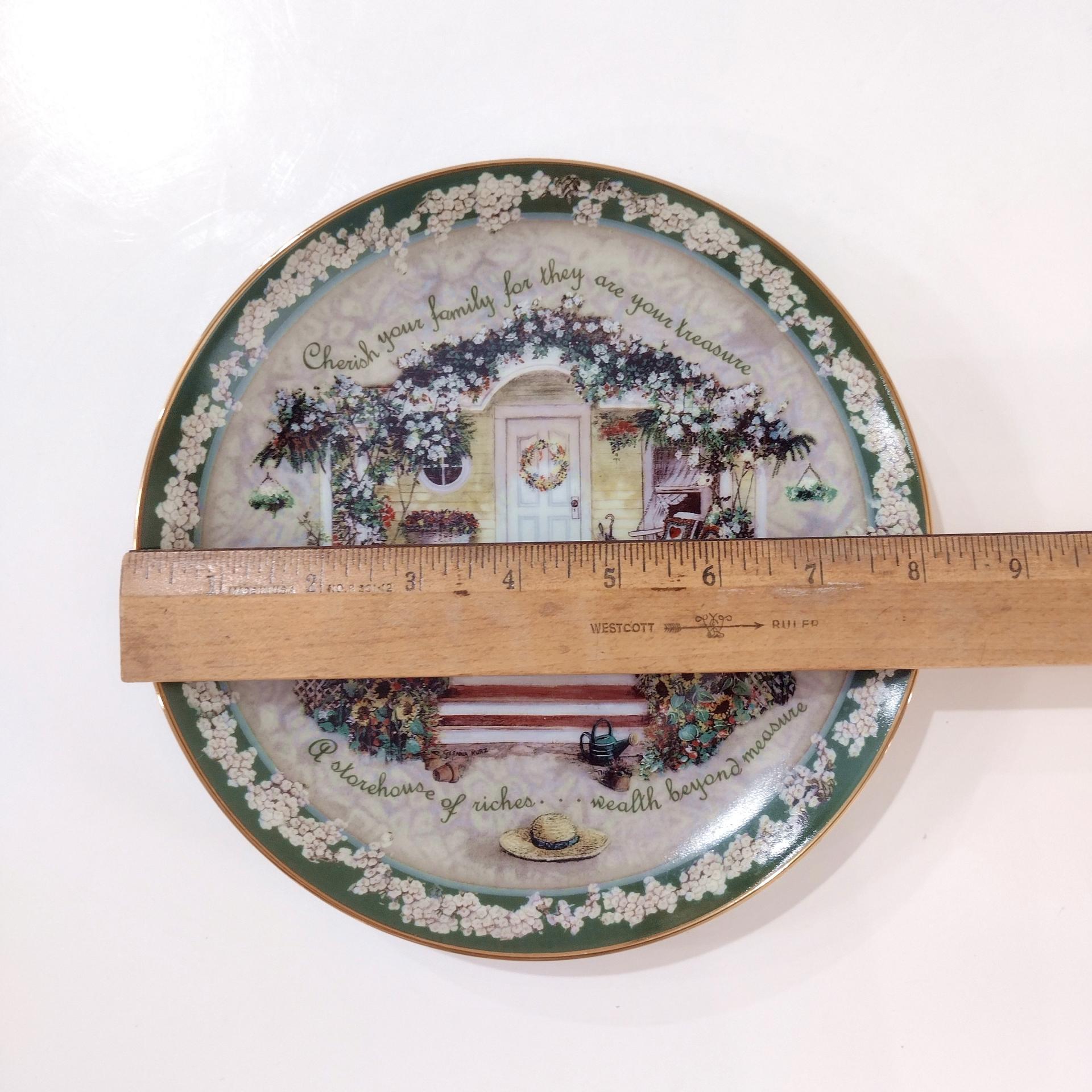 Vintage Bradford Exchange Welcome Home Series Collectible Plates, Set of 3, Hold Fast to Your Family, Cherish Your Family, Rejoice in the Small Things