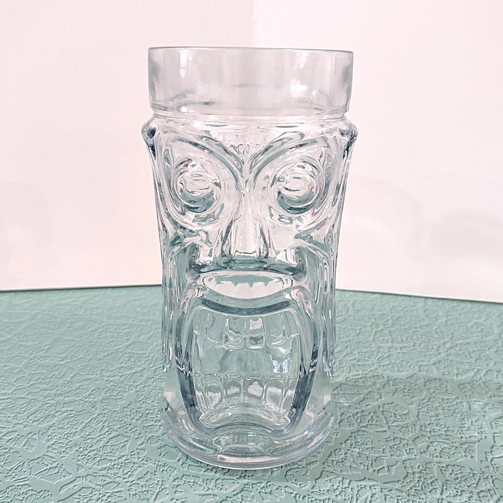 Vintage Hawaiian Clear Glass Tiki Cup Mug